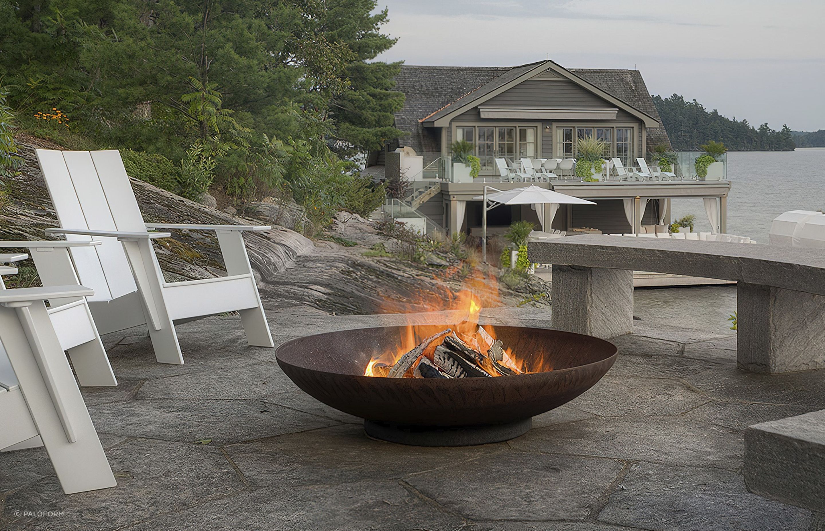 The fire bowl design, like the Bol Corten Fire Bowl, is a chic on-trend choice for 2024.