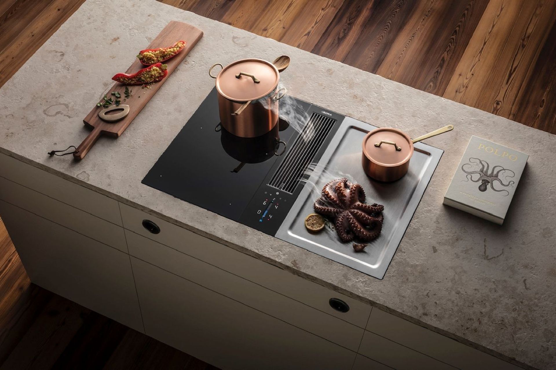 The stylish BORA Pure Cooktop with downdraft extractor.