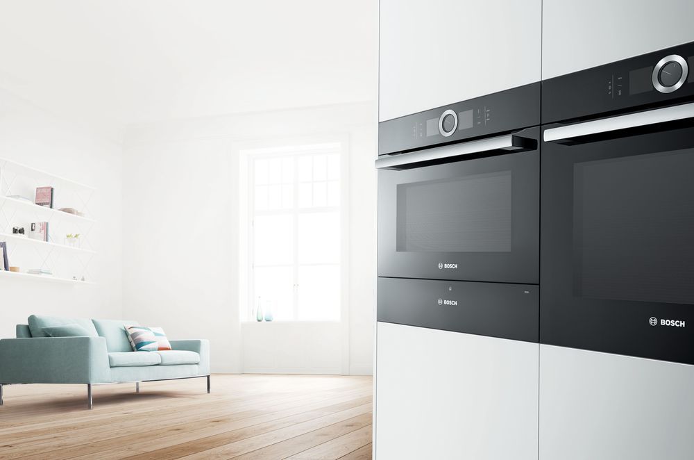 Combination ovens, like the Bosch Built-In Compact Oven with Microwave Function offer the best of both worlds.