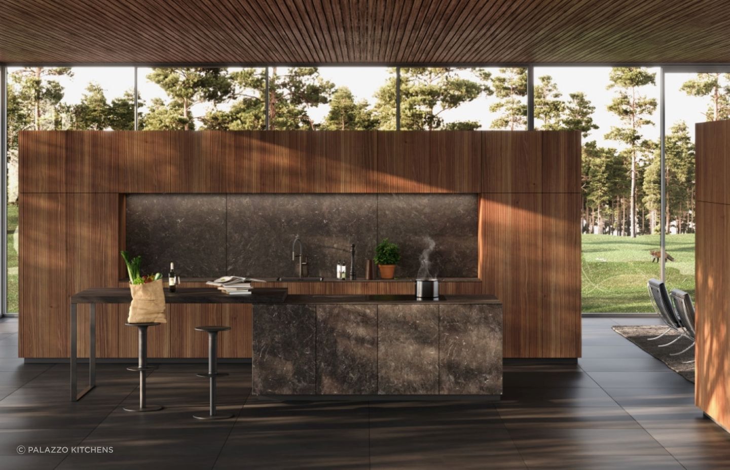 These Bossa Walnut Genuine Wood Veneer Panels from Palazzo Kitchens give you all the beautiful aesthetics of real wood for impeccable styling.