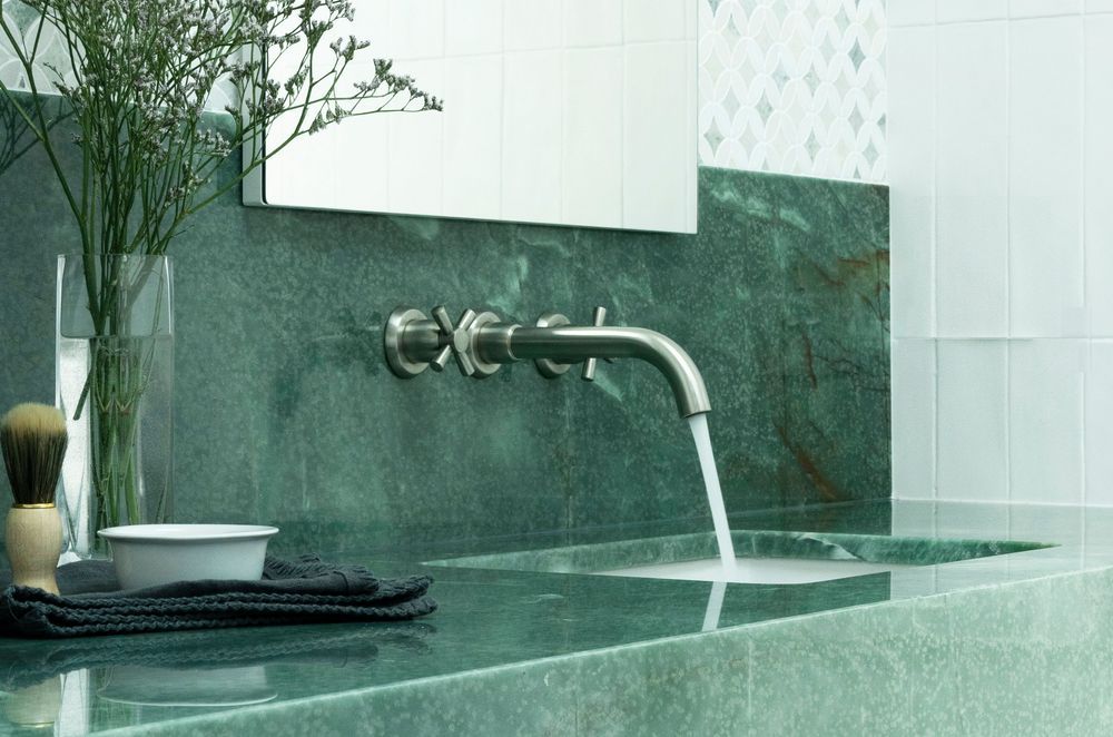 Perrin & Rowe Contemporary Wall Basin Set Crossheads from The English Tapware Company