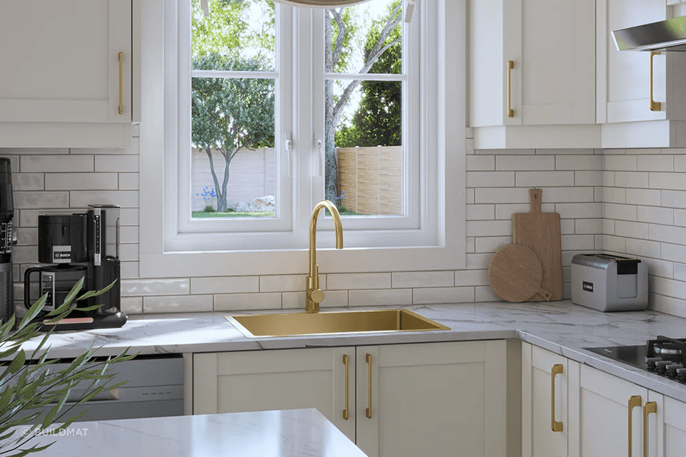 The Brushed Brass Gold Willow Medium Single Bowl Sink from Buildmat.