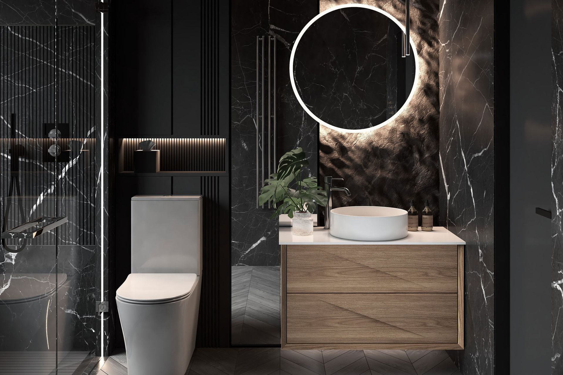 The Bevale Collection Plywood Vanity from Toptile Bathrooms offers both functionality and style.