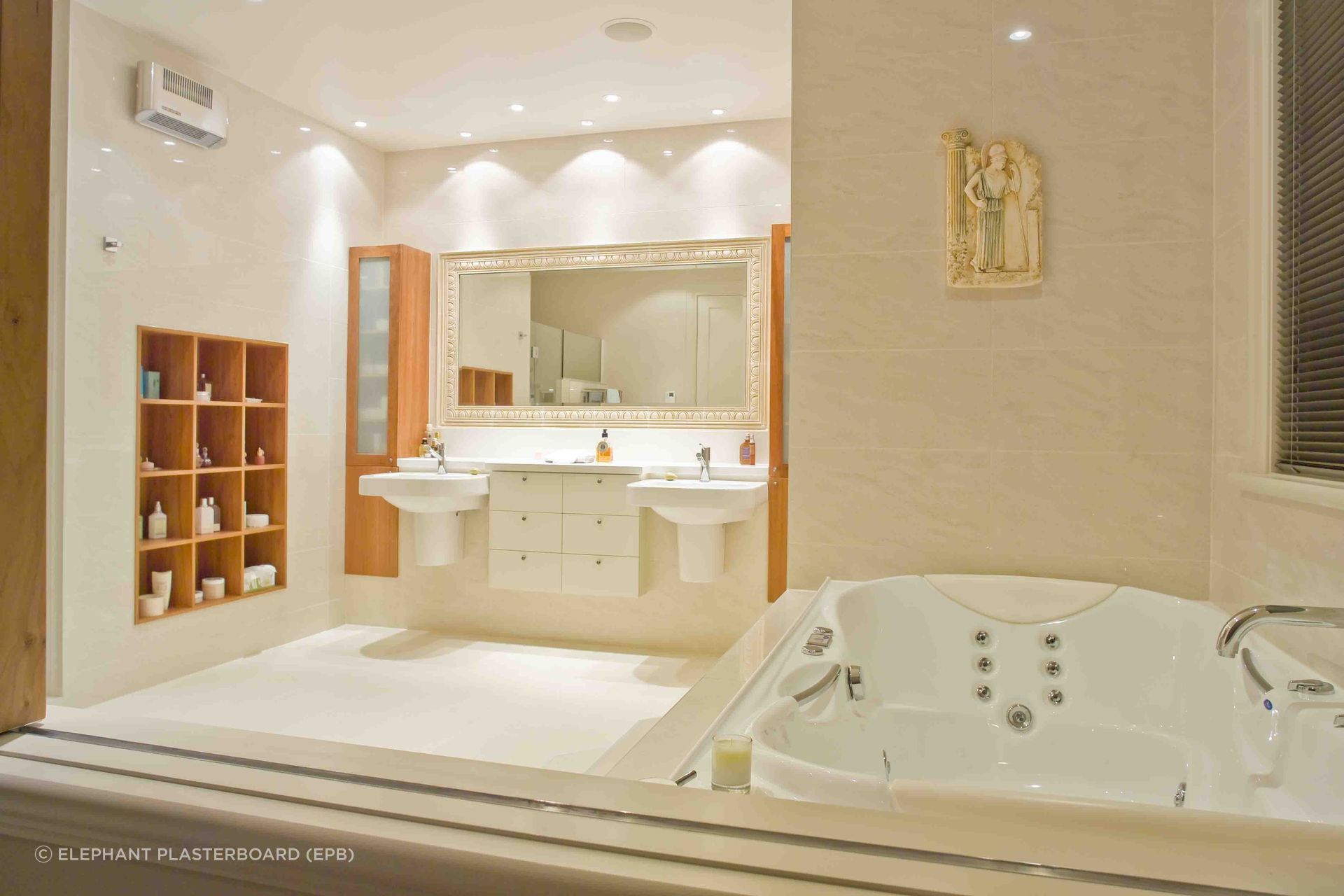 Water-resistant boards are essential for bathrooms and are great for other wet areas of the home. | Featured product: Elephant AquaSmart Plasterboard