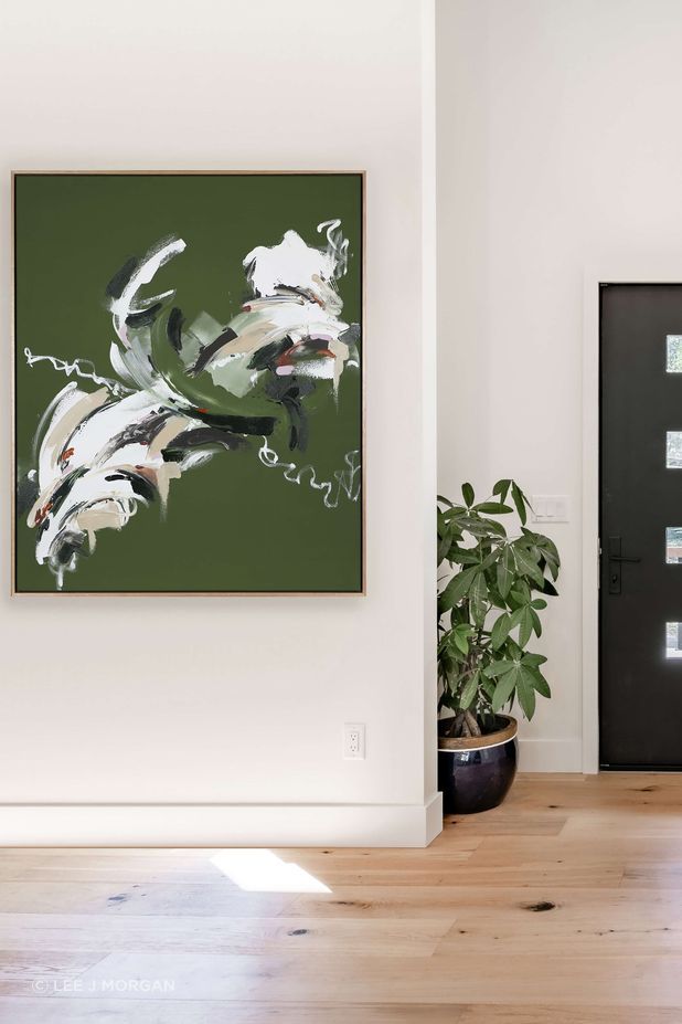 Brushy Hill by Lee J Morgan is an uplifting piece framed in native Tasmanian Oak