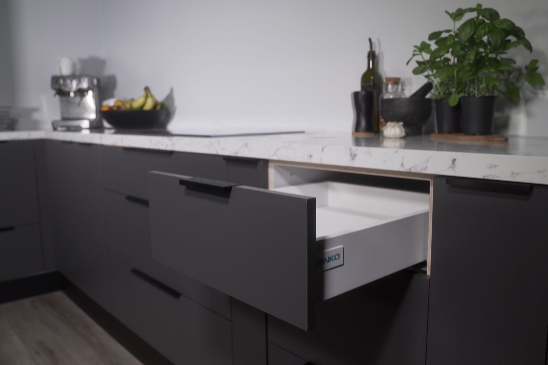 Enko's wide range of drawers offer solutions for every space.