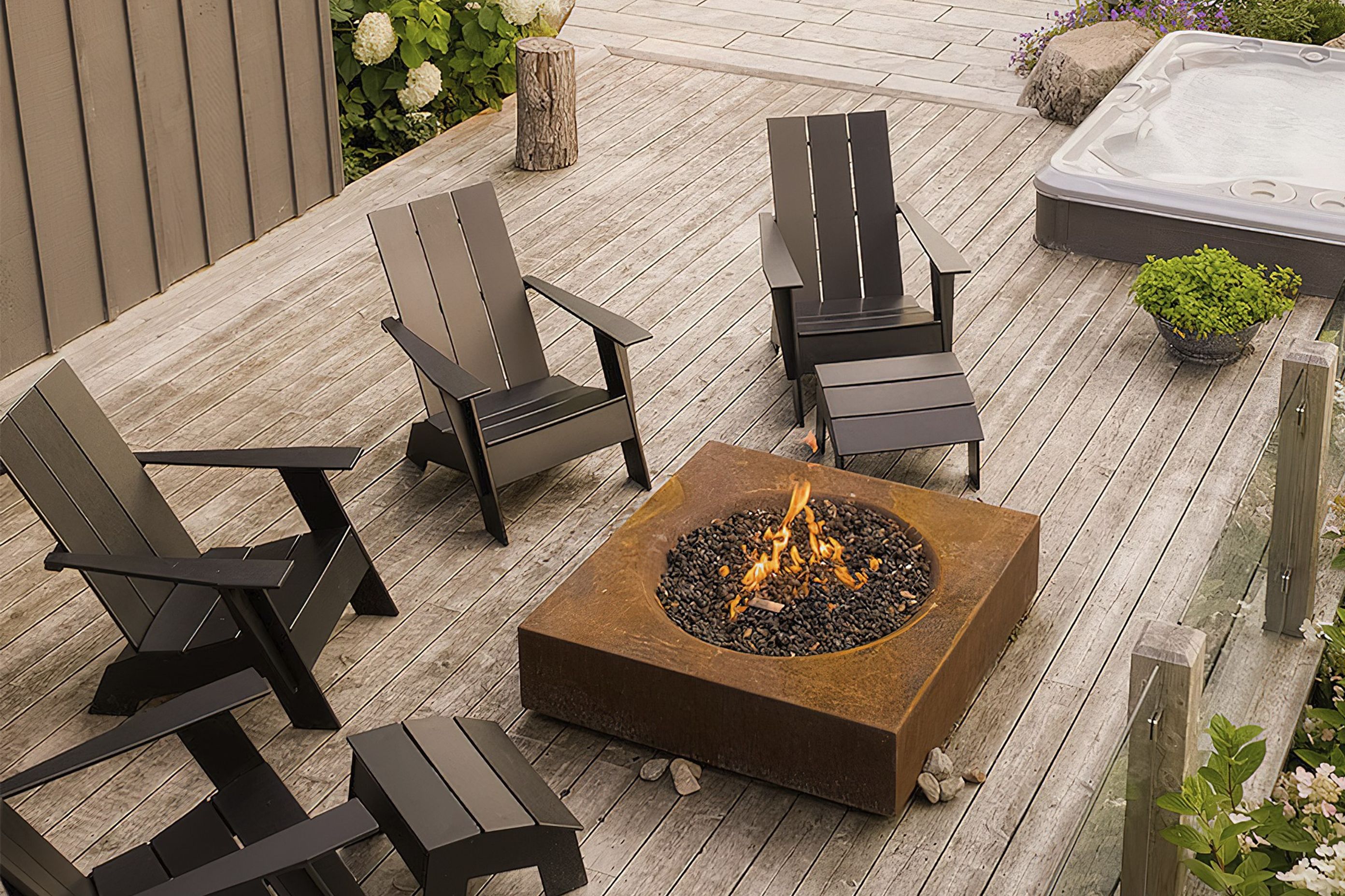 An option like the Caldera Corten Fire Pit can have a powerful impact in an outdoor space.