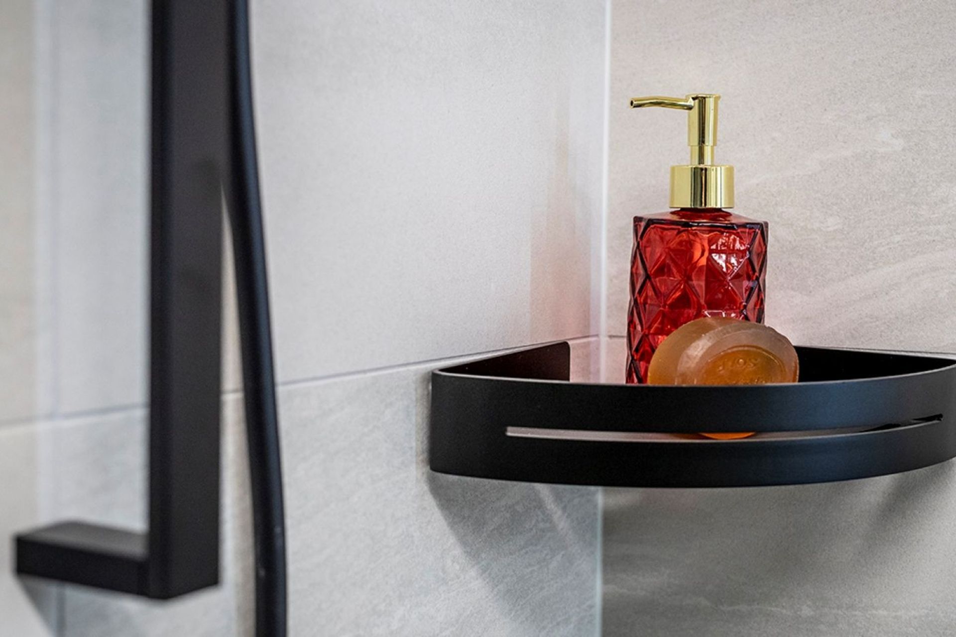 A great way to bring functionality to an unused space with the stylish Calypso Corner Shower Shelf.