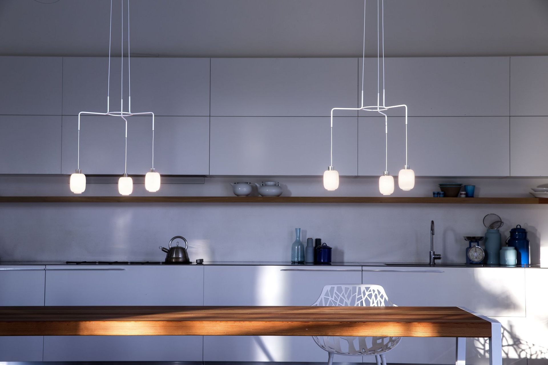 Ensuring your feature lights complement your space is vital, wonderfully done here with the Chan Pendant Light by Prandina.