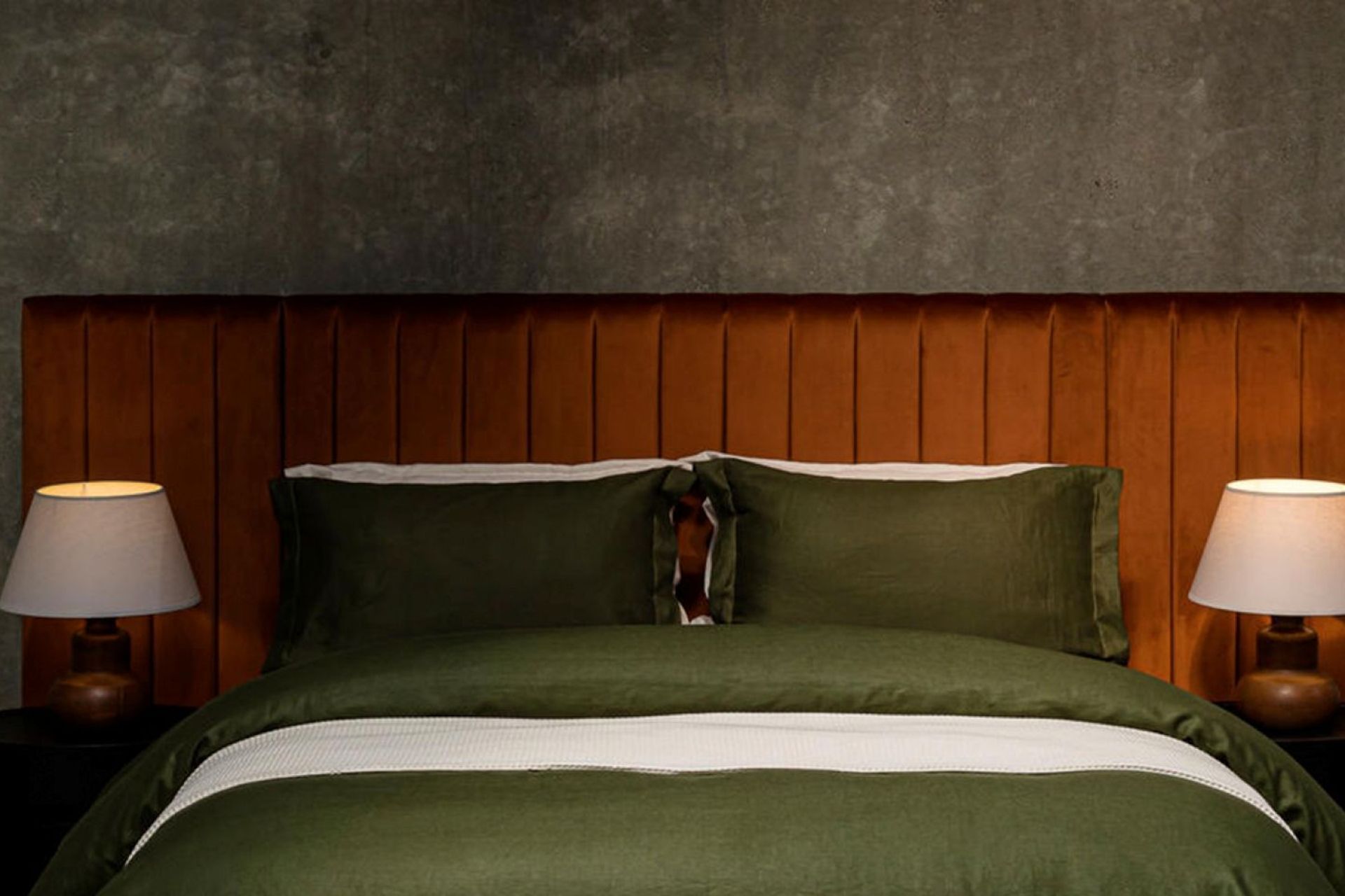You can draw the eye with a punchy headboard like the Chicago Headboard from Sleep Gallery.