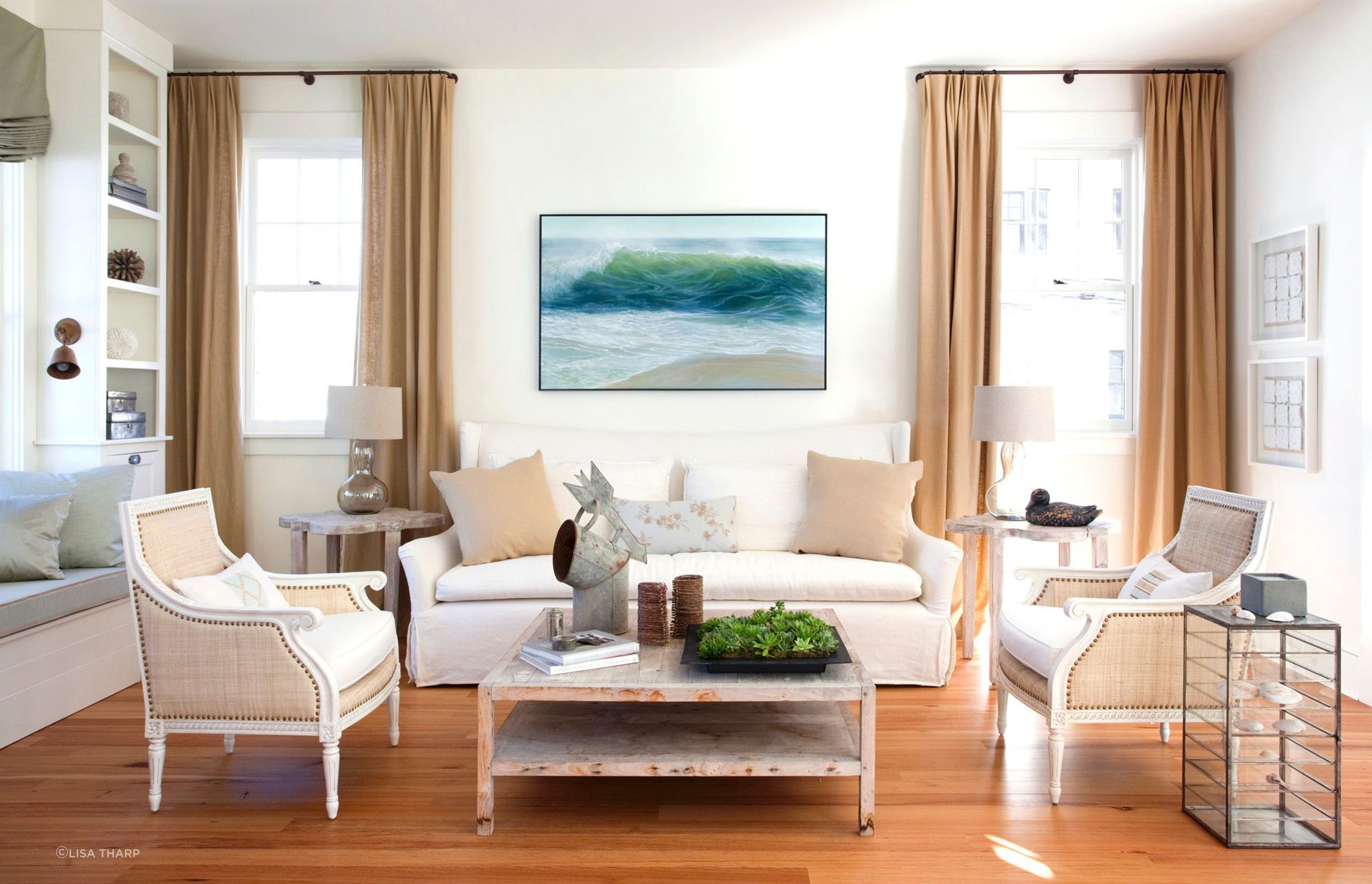 This exquisite coastal-inspired living room shows how an interior design style can tie everything together.