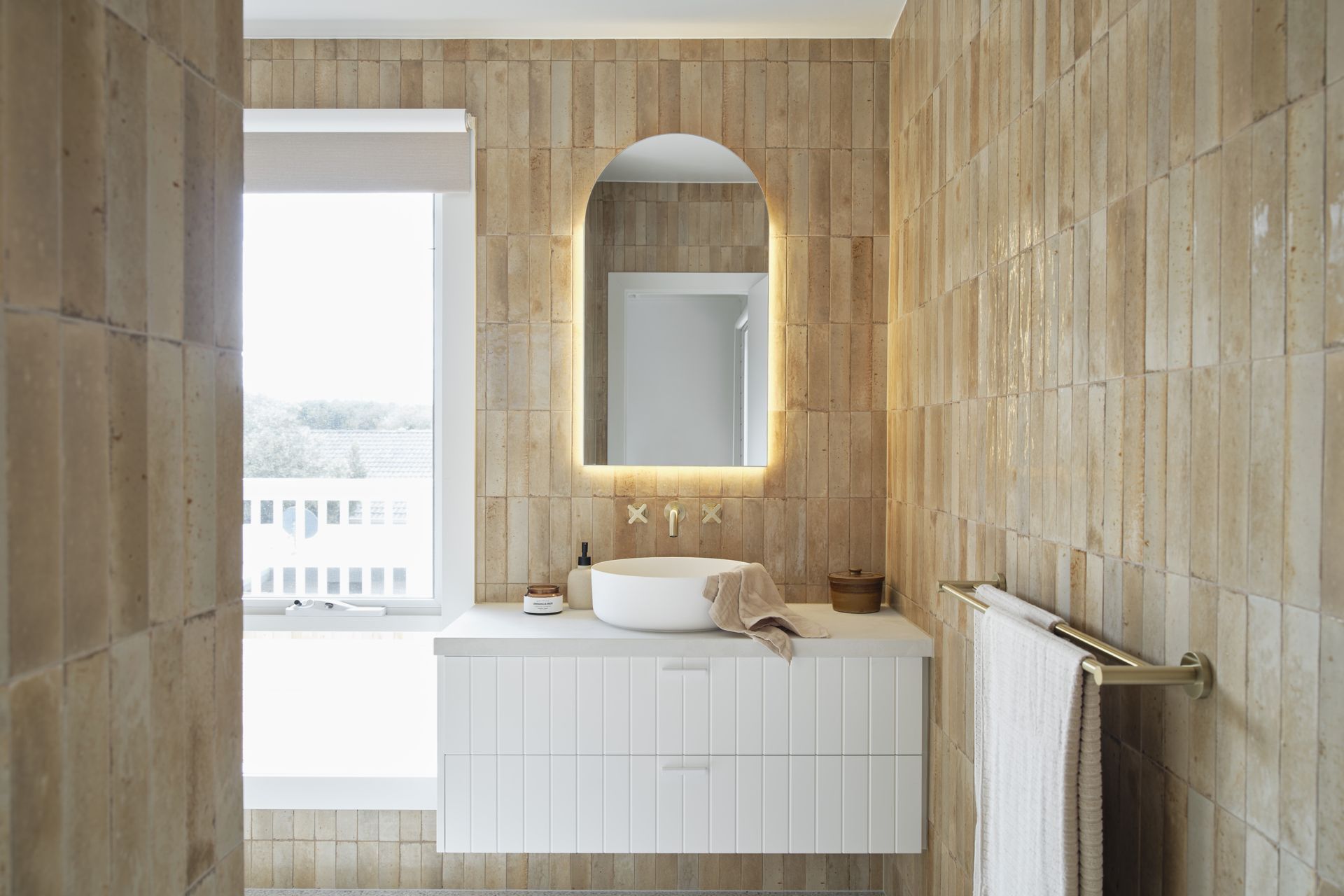 Brick coastal tiles set the foundation for many coastal style bathrooms.