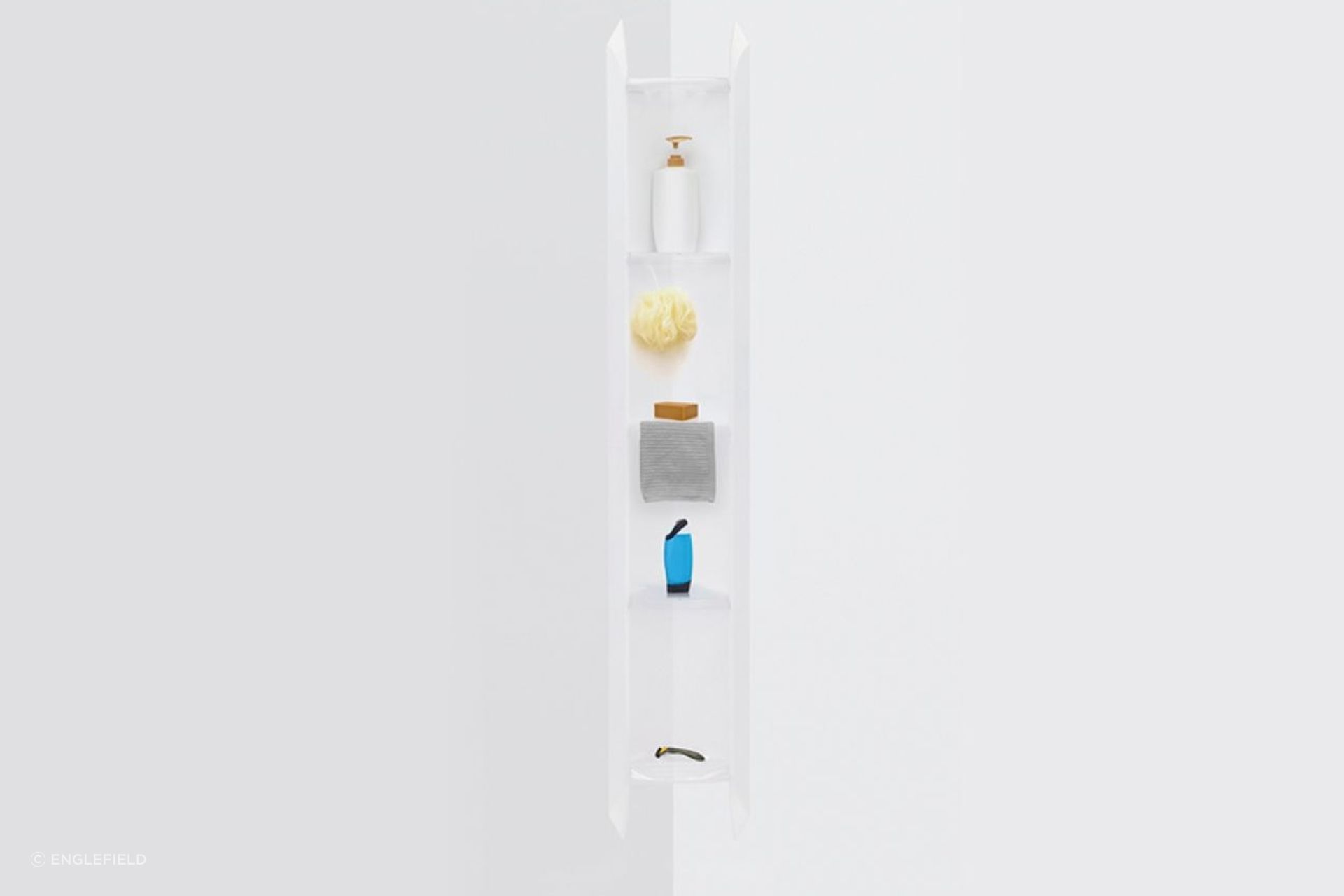 The Corner Contour Plus Shower Wall can accommodate the needs of many with its various compartments for storage.