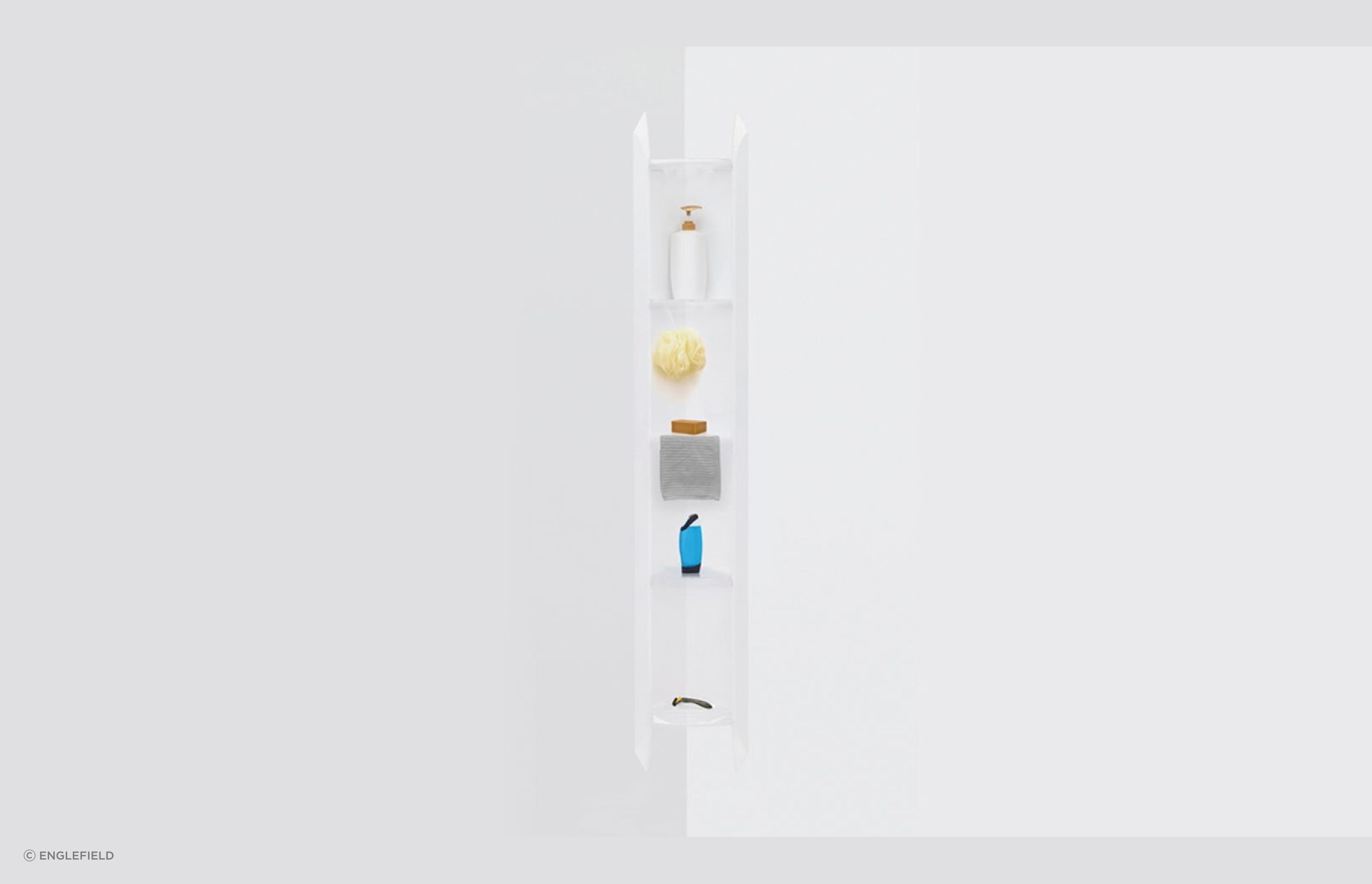 The Corner Contour Plus Shower Wall can accommodate the needs of many with its various compartments for storage.