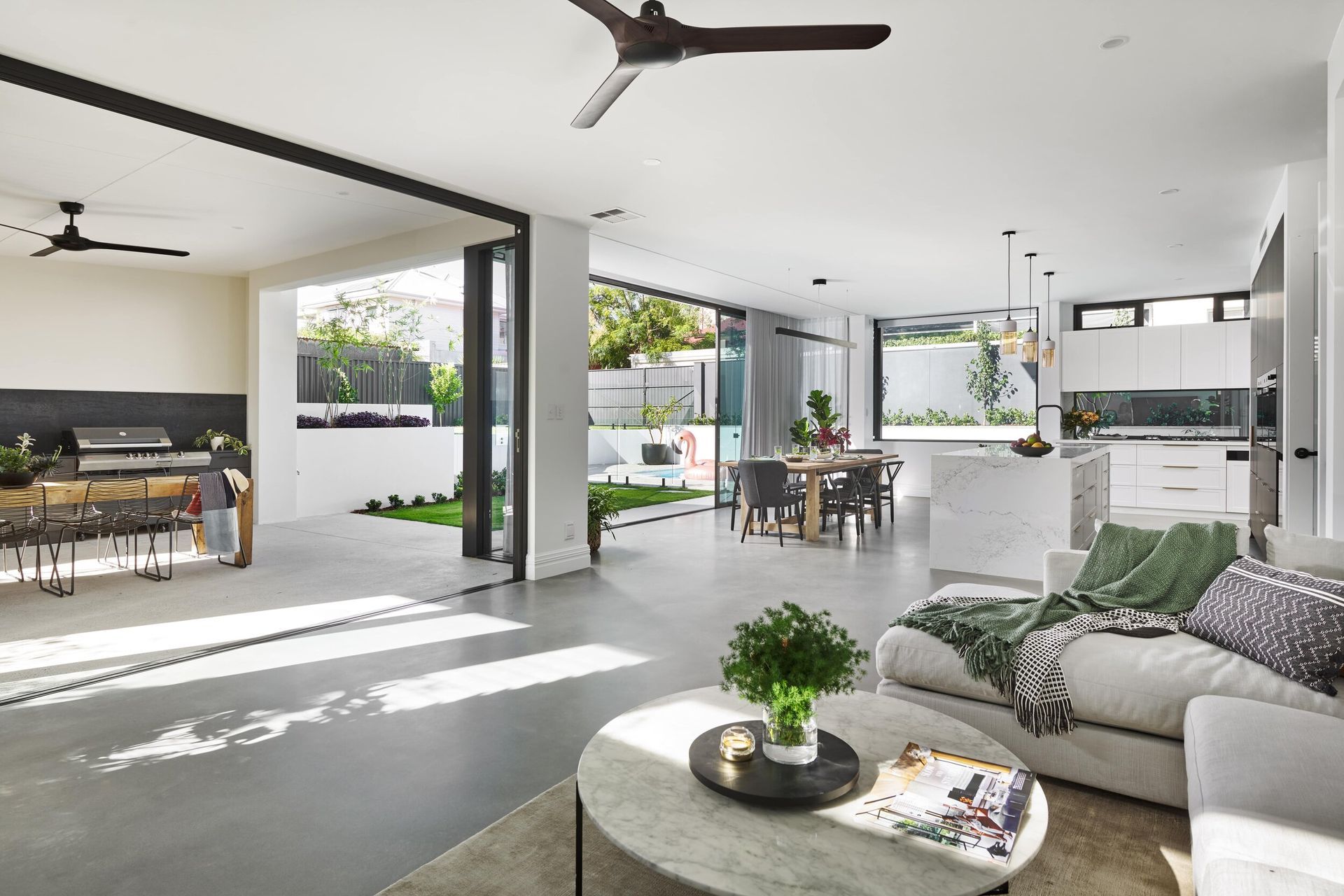 This living room in a newly built home in Cottesloe, WA, has a natural freshness to it