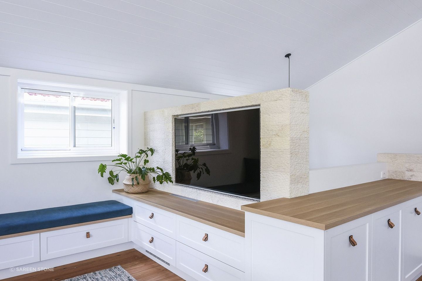 Cream wall cladding can transform an interior wall with a surprisingly soft-to-the-touch material. Featured product: Cascade Cream Wall Cladding.