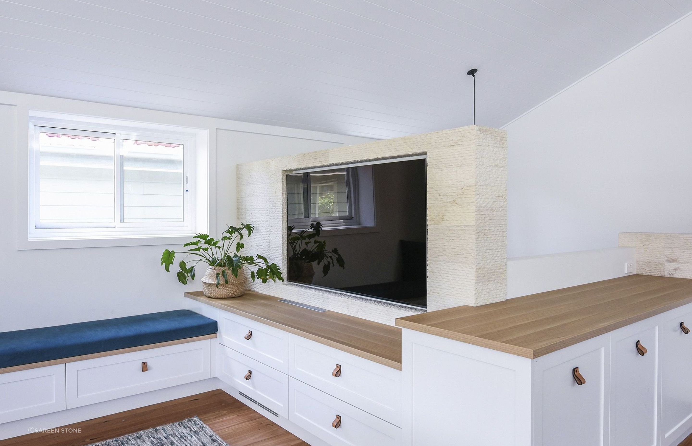 Cream wall cladding can transform an interior wall with a surprisingly soft-to-the-touch material. Featured product: Cascade Cream Wall Cladding.