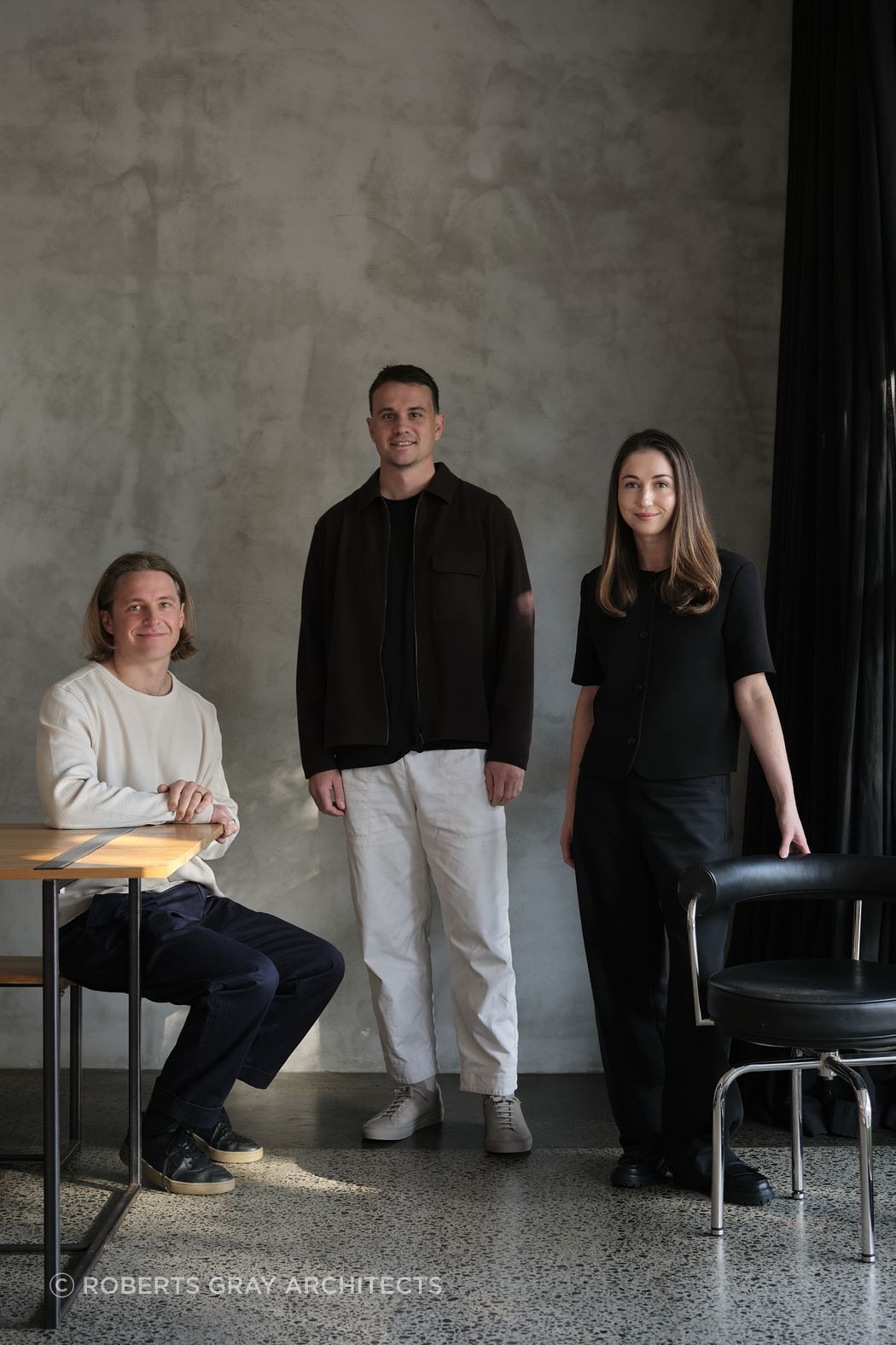 Architects Jimmy Gray, Nick Roberts, and Elspeth Gray.