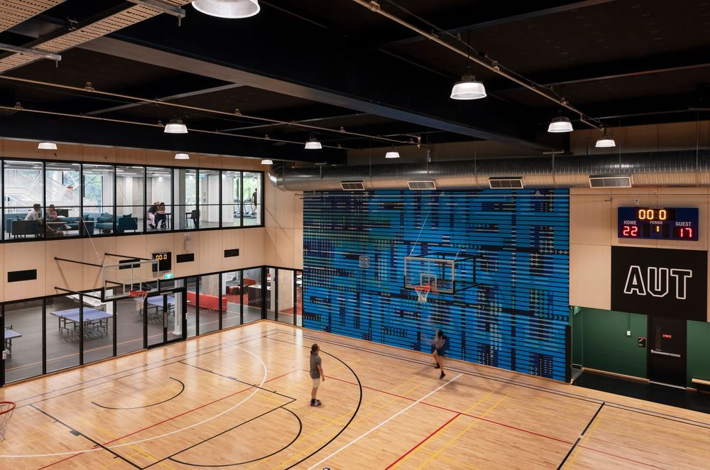 CustomCoat was the process of choice for acoustics specialists Asona, when they fabricated and installed veneered panels at the Sports Hall at AUT’s Te Āhuru Recreation Centre.