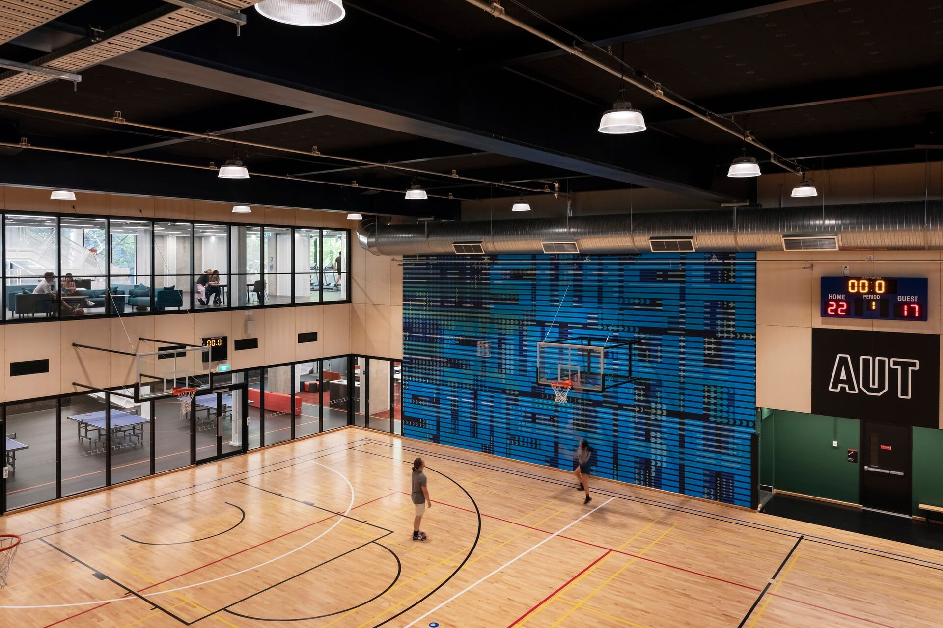 CustomCoat was the process of choice for acoustics specialists Asona, when they fabricated and installed veneered panels at the Sports Hall at AUT’s Te Āhuru Recreation Centre.