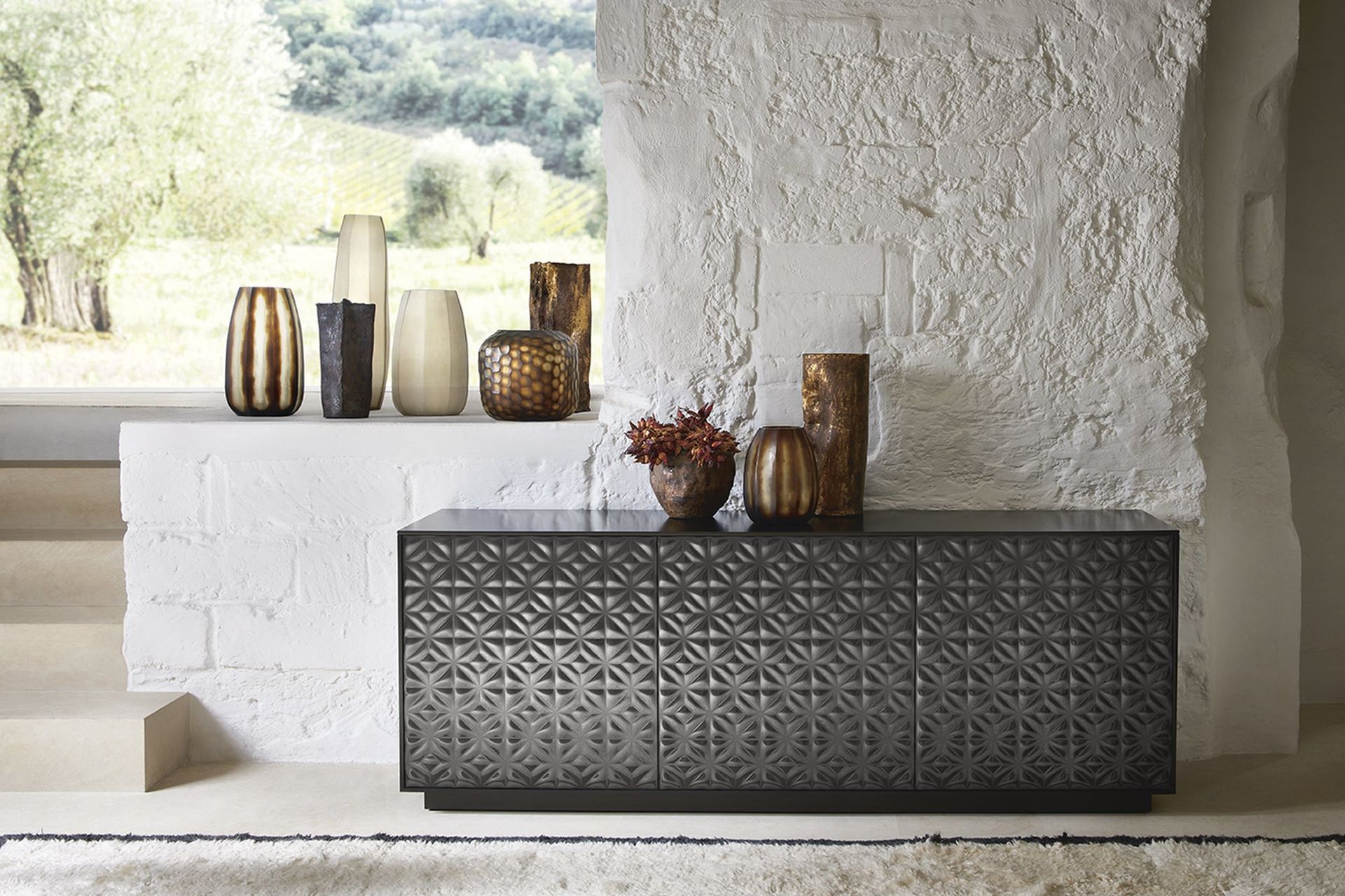 The beautiful patterned panels of the Echo Cupboard by Marcel Wanders are completely captivating.