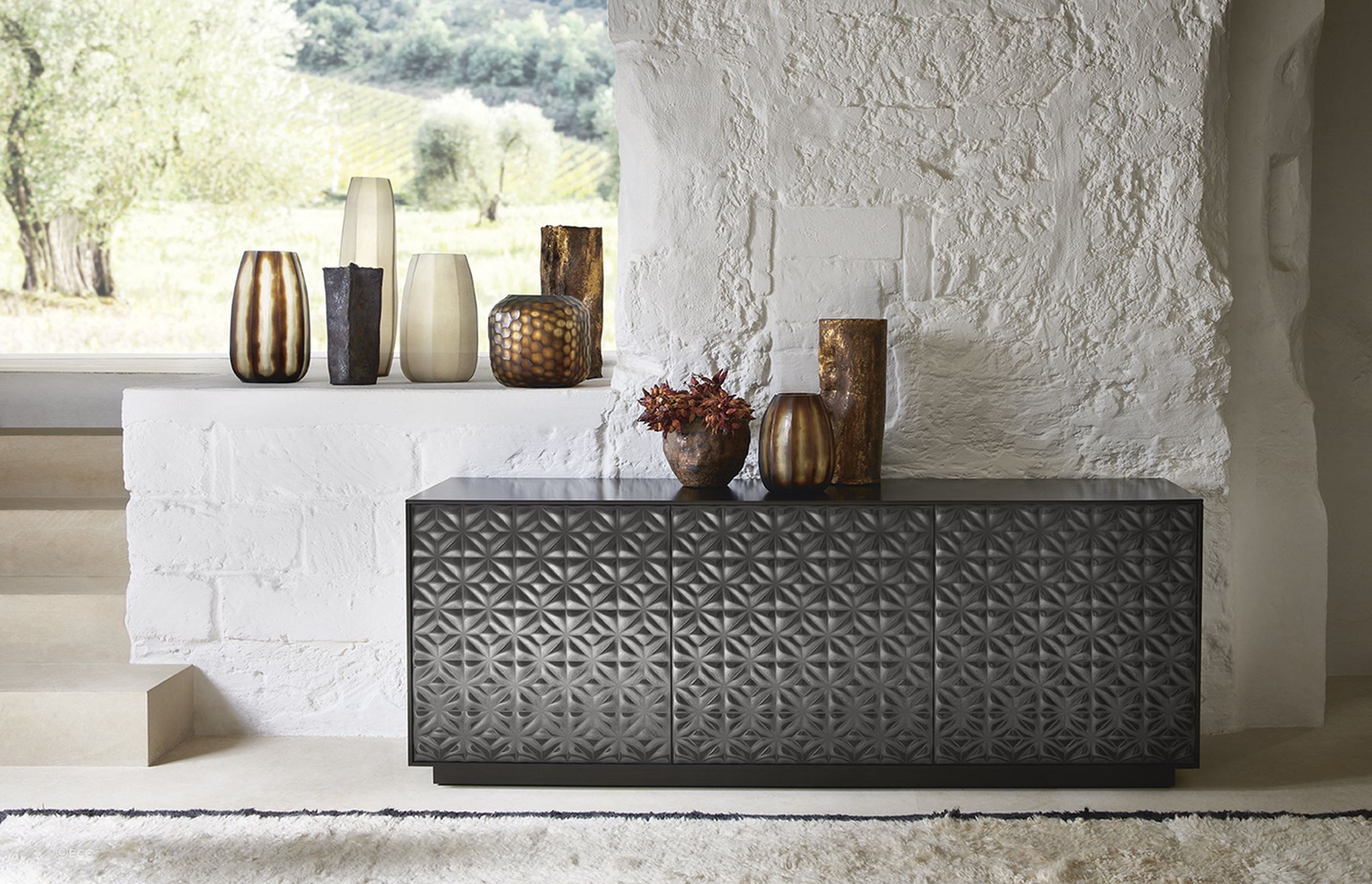 The beautiful patterned panels of the Echo Cupboard by Marcel Wanders are completely captivating.