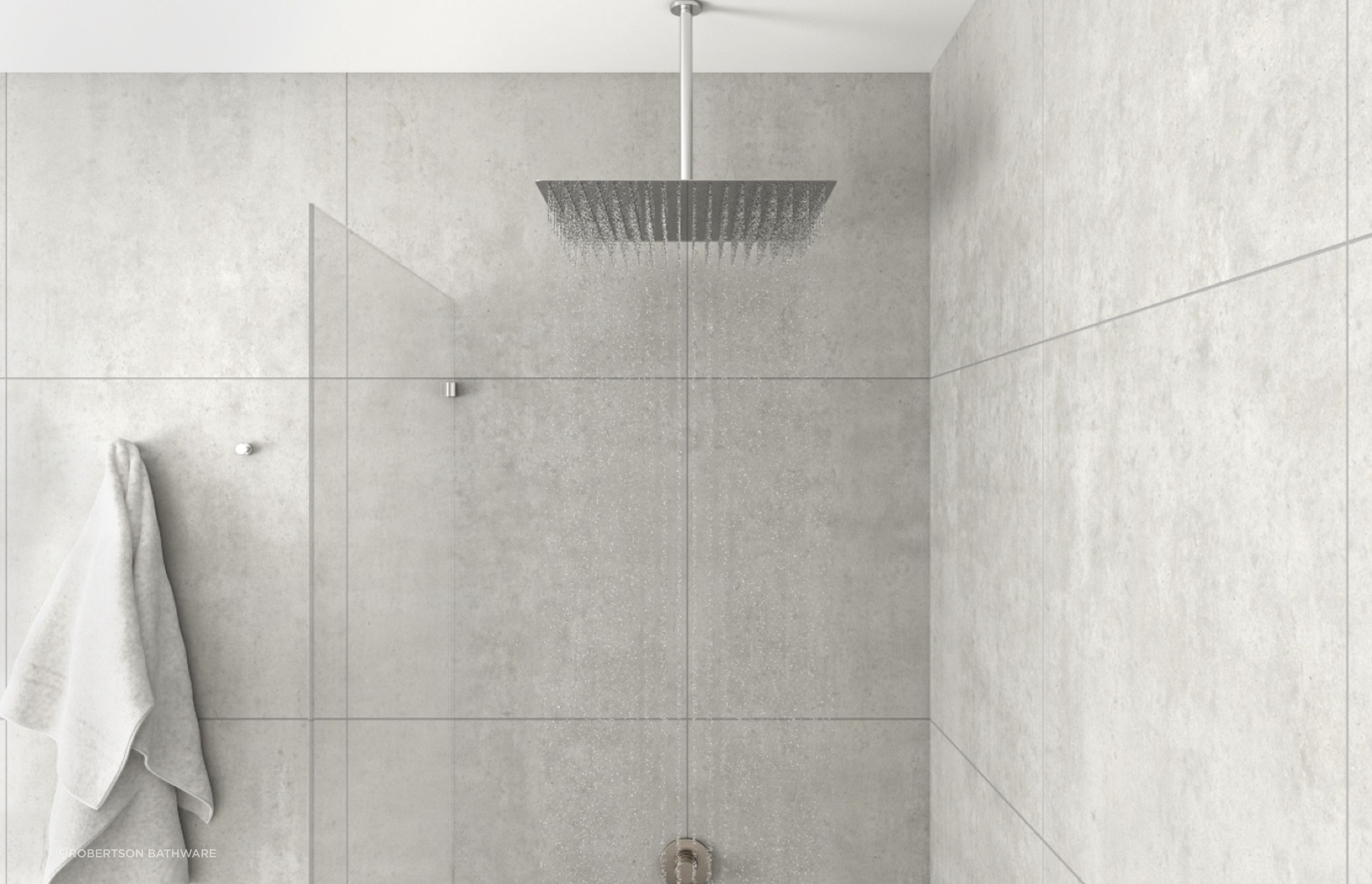 The rainfall shower head of the Elementi Vibrant Showers offers great coverage in a sleek design that is only 2mm thick.