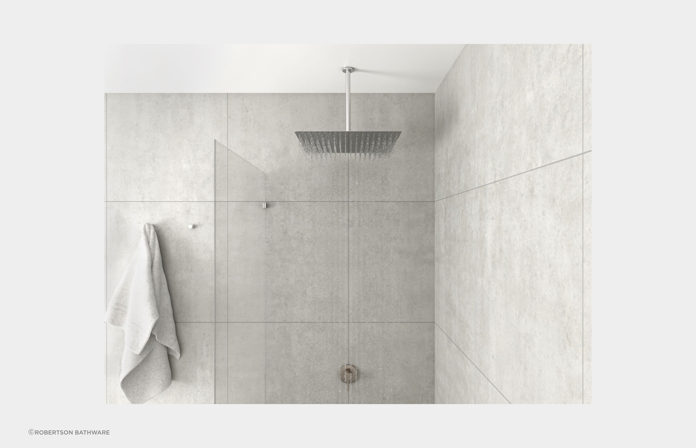 The rainfall shower head of the Elementi Vibrant Showers offers great coverage in a sleek design that is only 2mm thick.