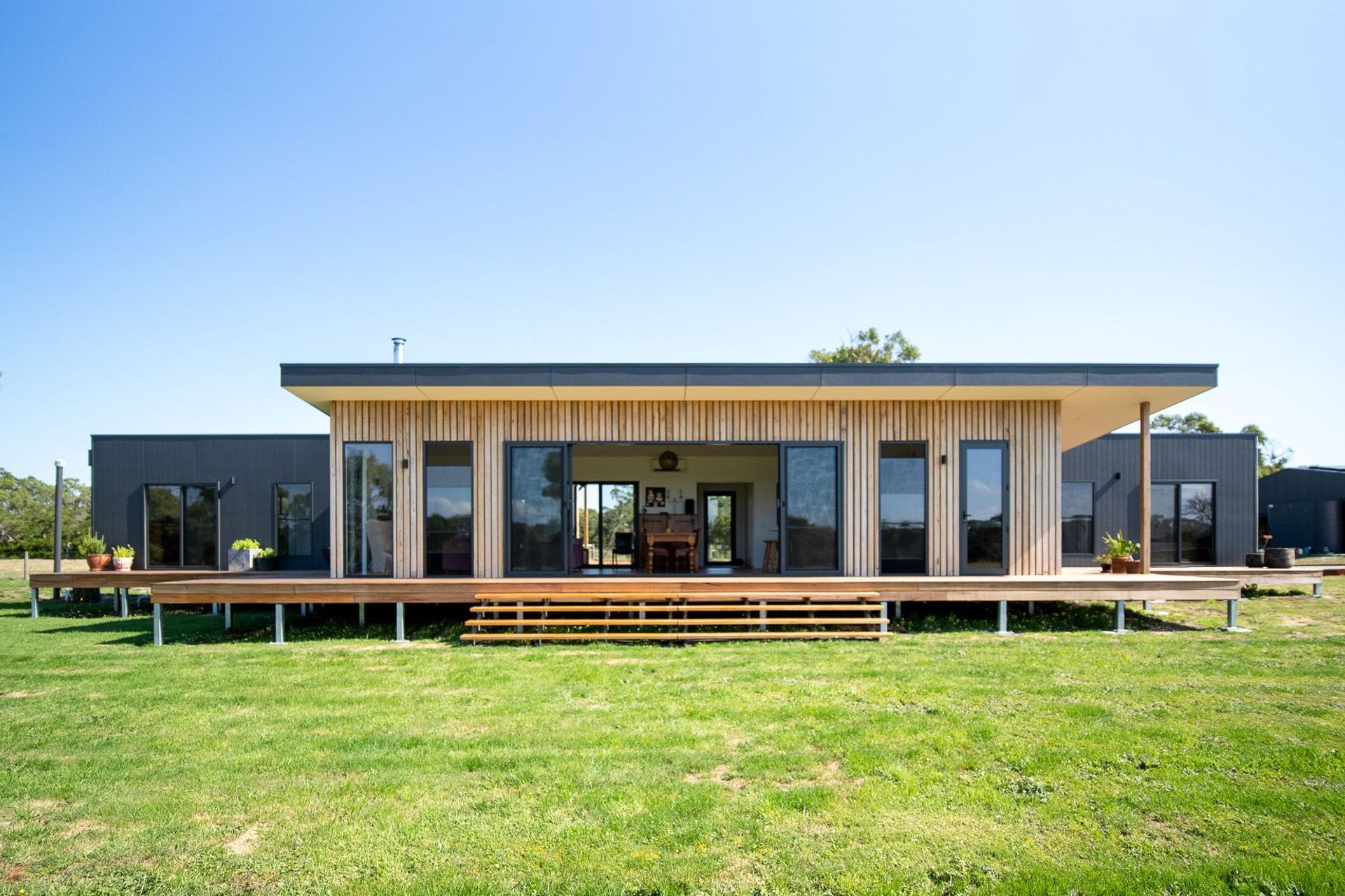 The energy-efficient stylish design of the Riverland Project by ECOLIV produces its own power with a PV solar array and battery storage