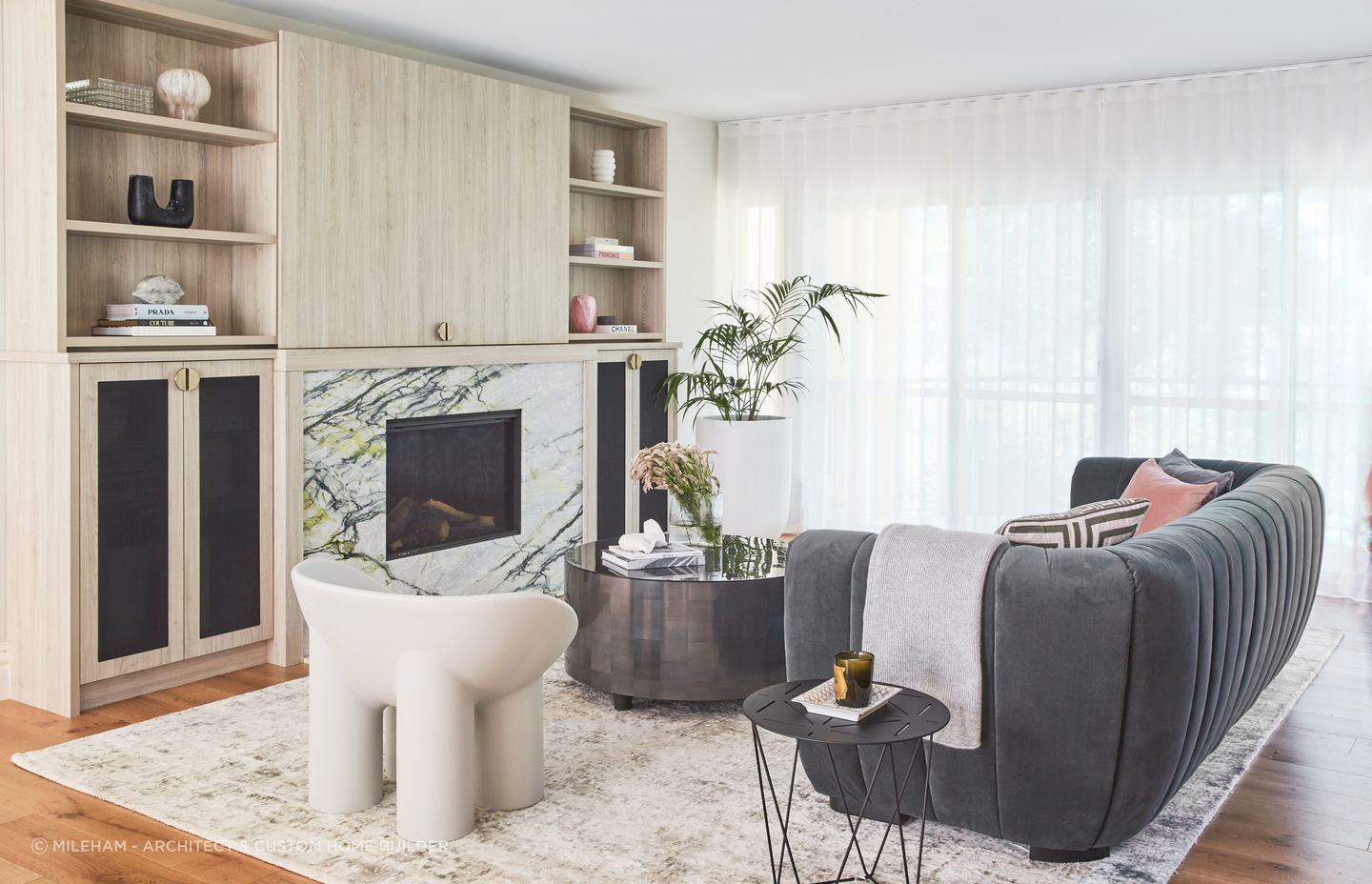 The purpose of a living room can influence its layout