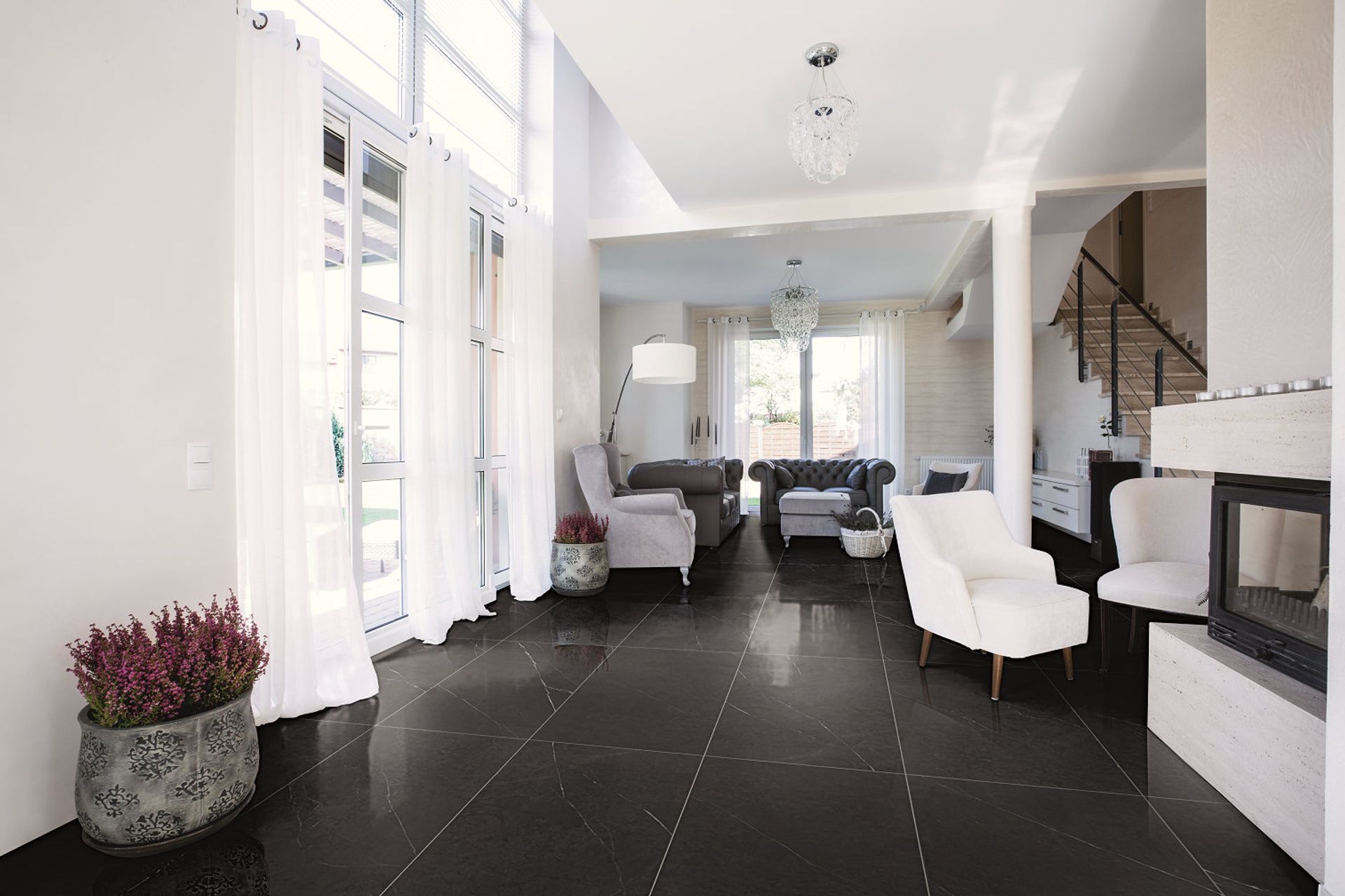 Tiles can be used in kitchens, bathrooms and living areas.