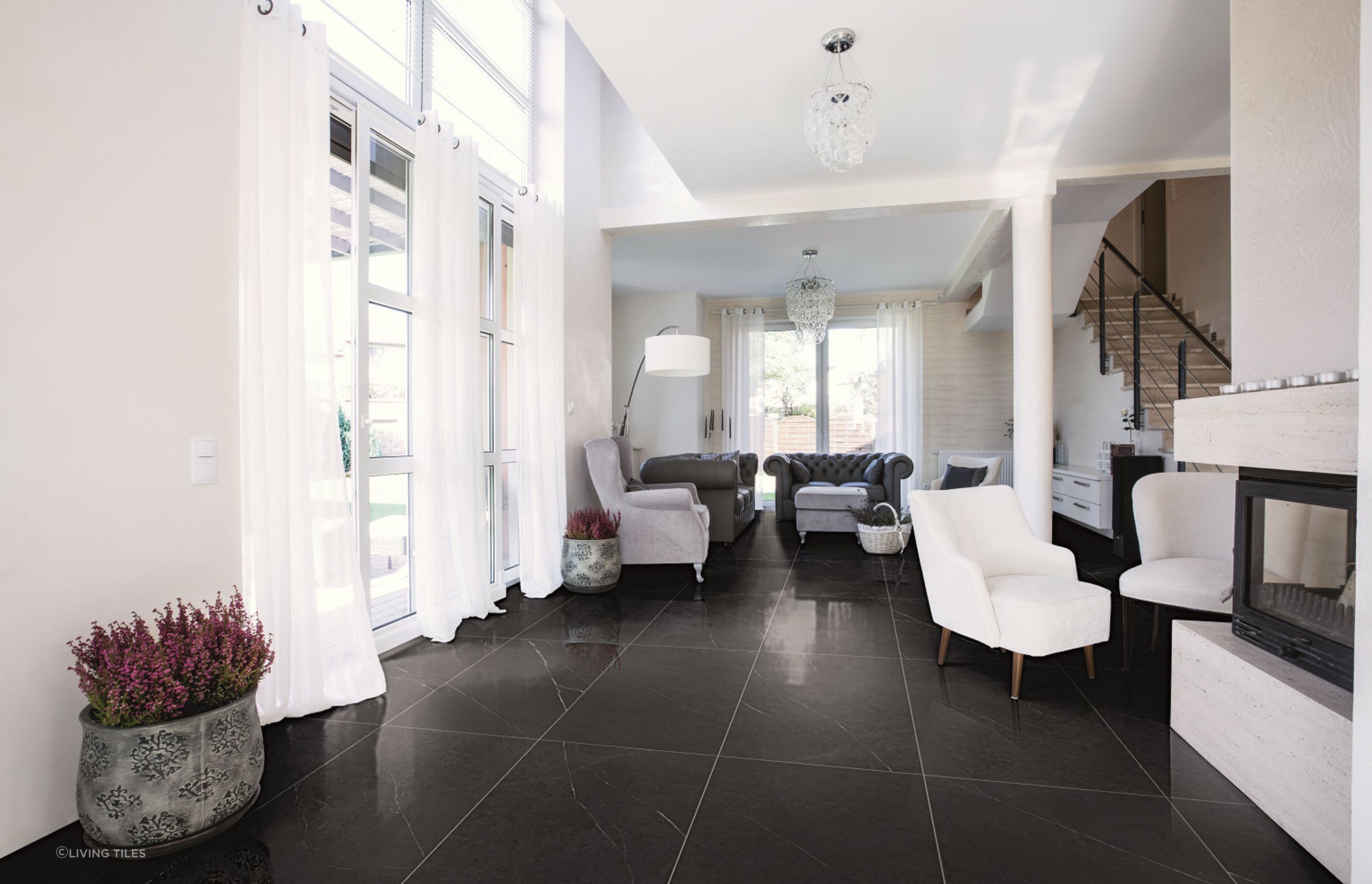 Tiles can be used in kitchens, bathrooms and living areas.