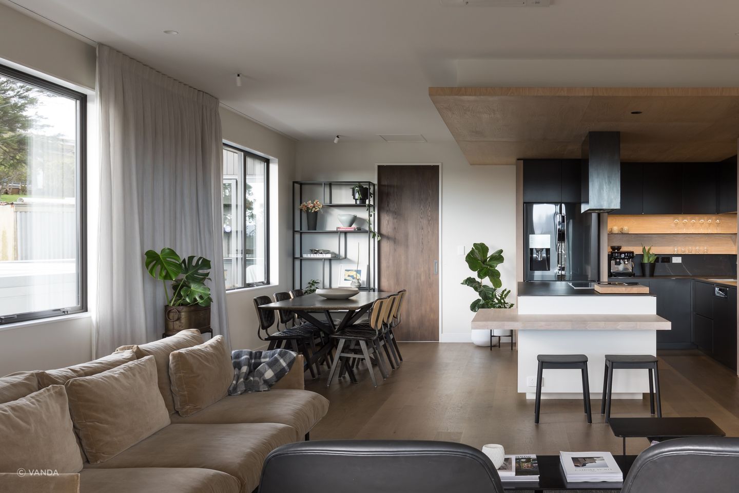 Recessed curtain tracks mean your eye is drawn upward, making the ceiling feel higher and increasing the sense of space.