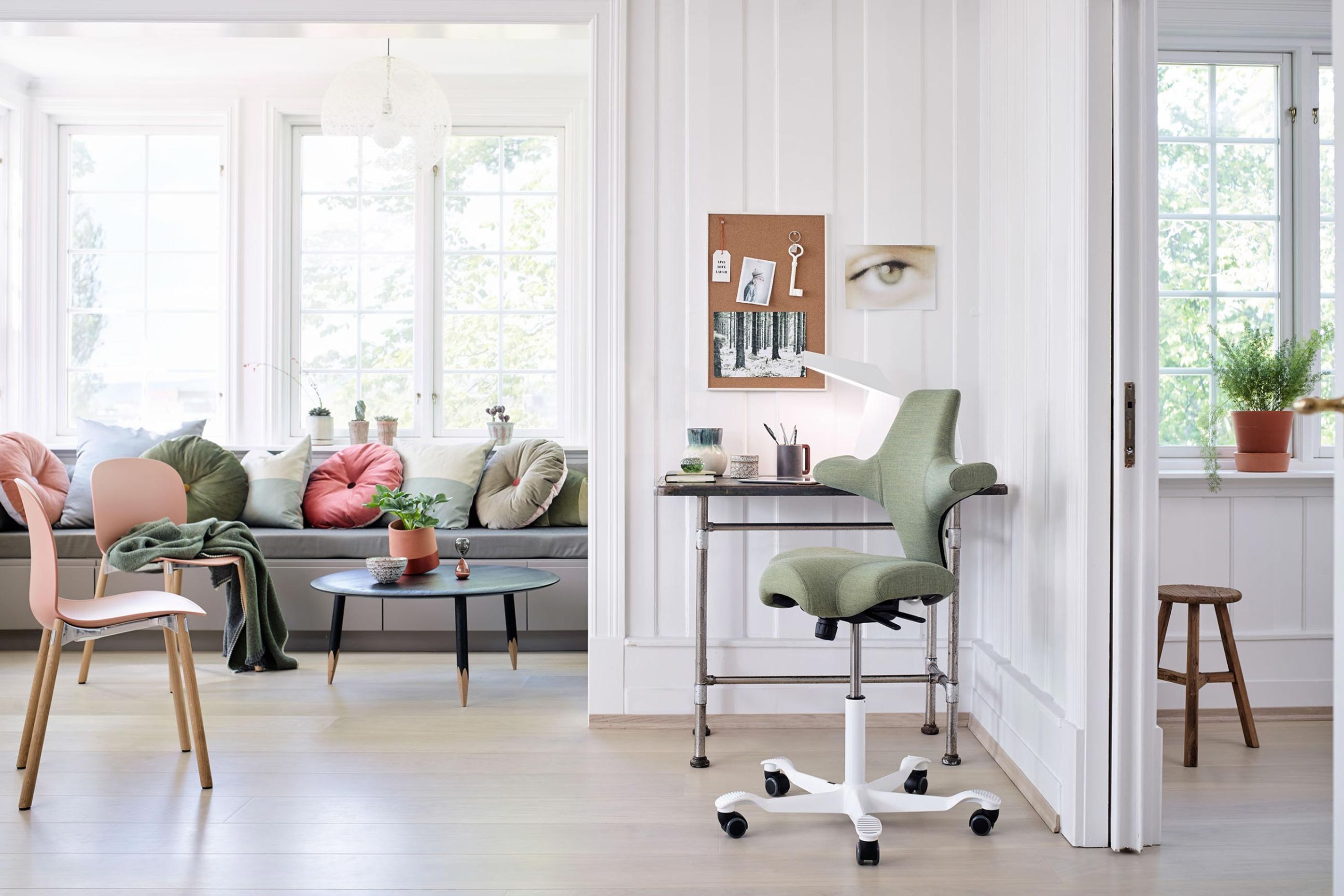 A calming traditionally Scandinavian home, featuring the HÅG Capisco &amp; RBM Noor chairs