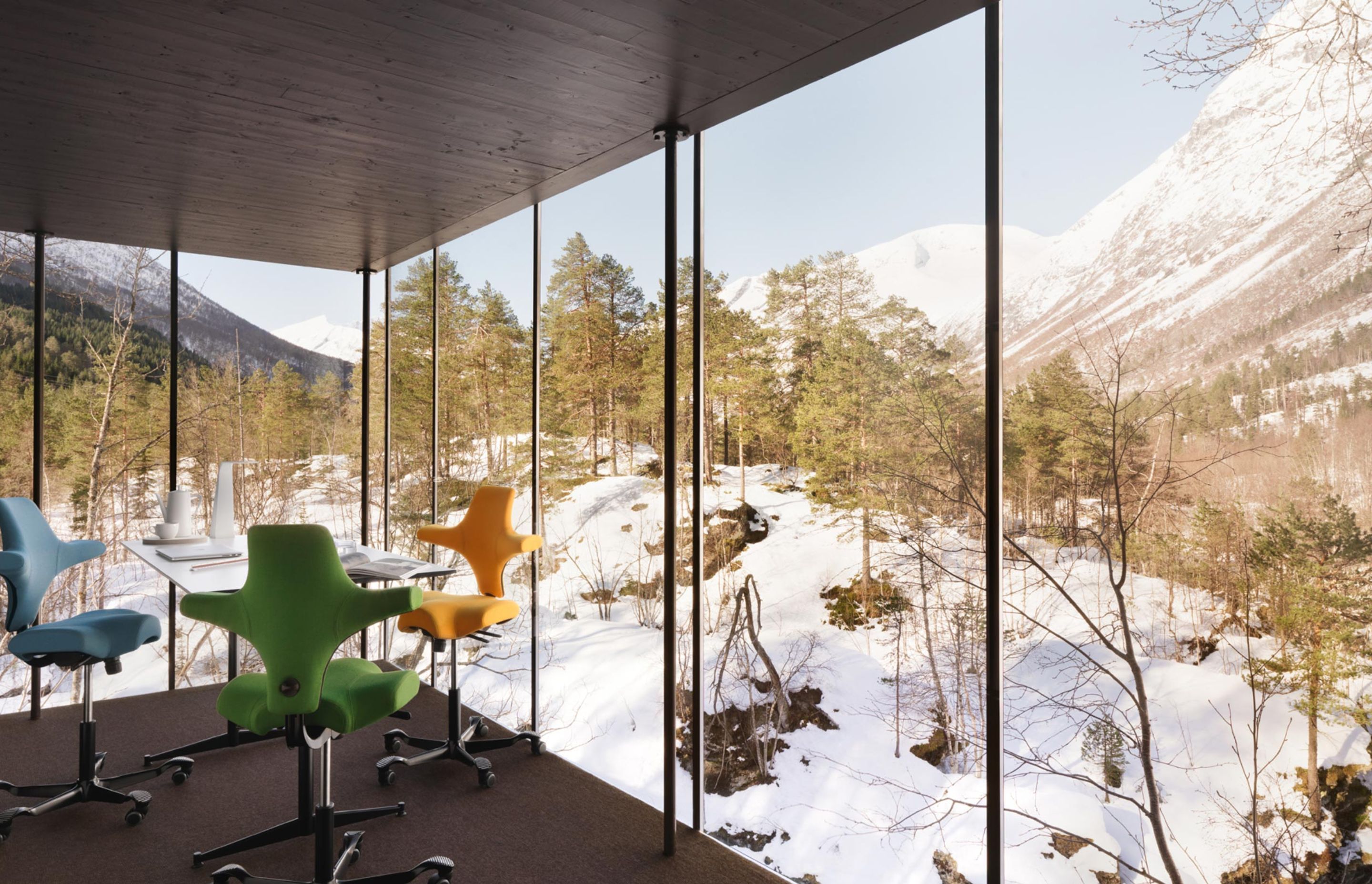 A room with a view! - the hotel where they filmed Ex Machina, featuring HÅG Capisco chairs