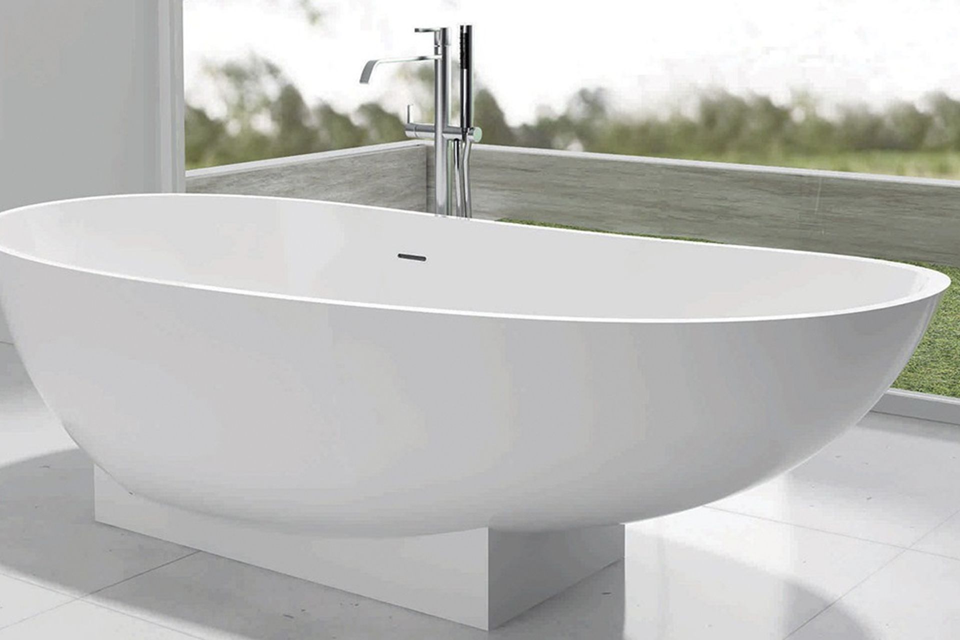 The Flora Bathtub by Pietra Bianca showcases an organic design which heightens relaxation.