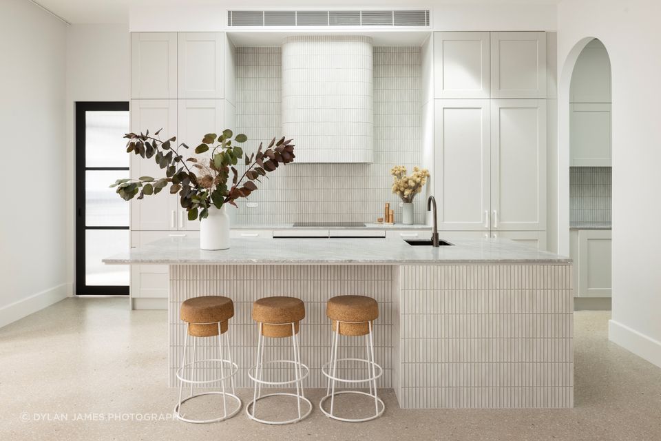 The stunning kitchen of an extension and renovation to an existing house in Surrey Hills — built by Loxton Built. | Photography: Dylan James Photography