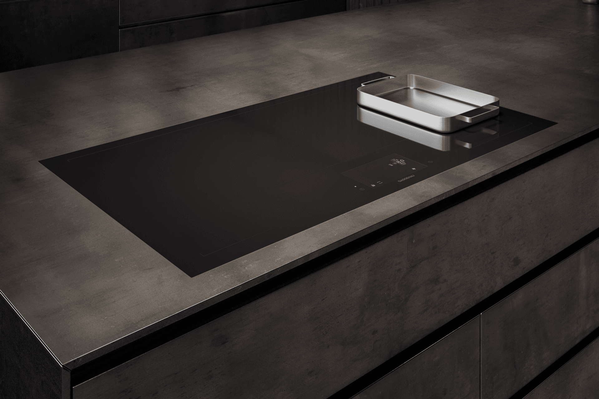 The Full Surface Induction Cooktop CX492101 by Gaggenau has one large cooking surface for free positioning of cookware.