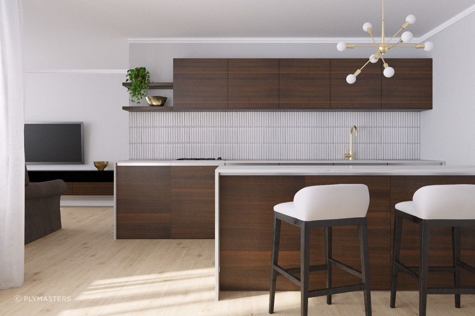 The choice of kitchen cabinet material has a huge bearing on styling and usability. | Featured product: Furnier Smoked Oak Timber Veneer Panels from Plymasters.