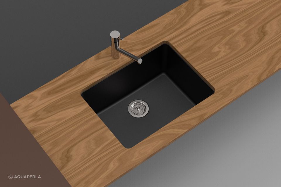 Made of premium quality white granite stone composite — The OX6347.KS Granite Quartz Single Bowl Sink from Aquaperla.