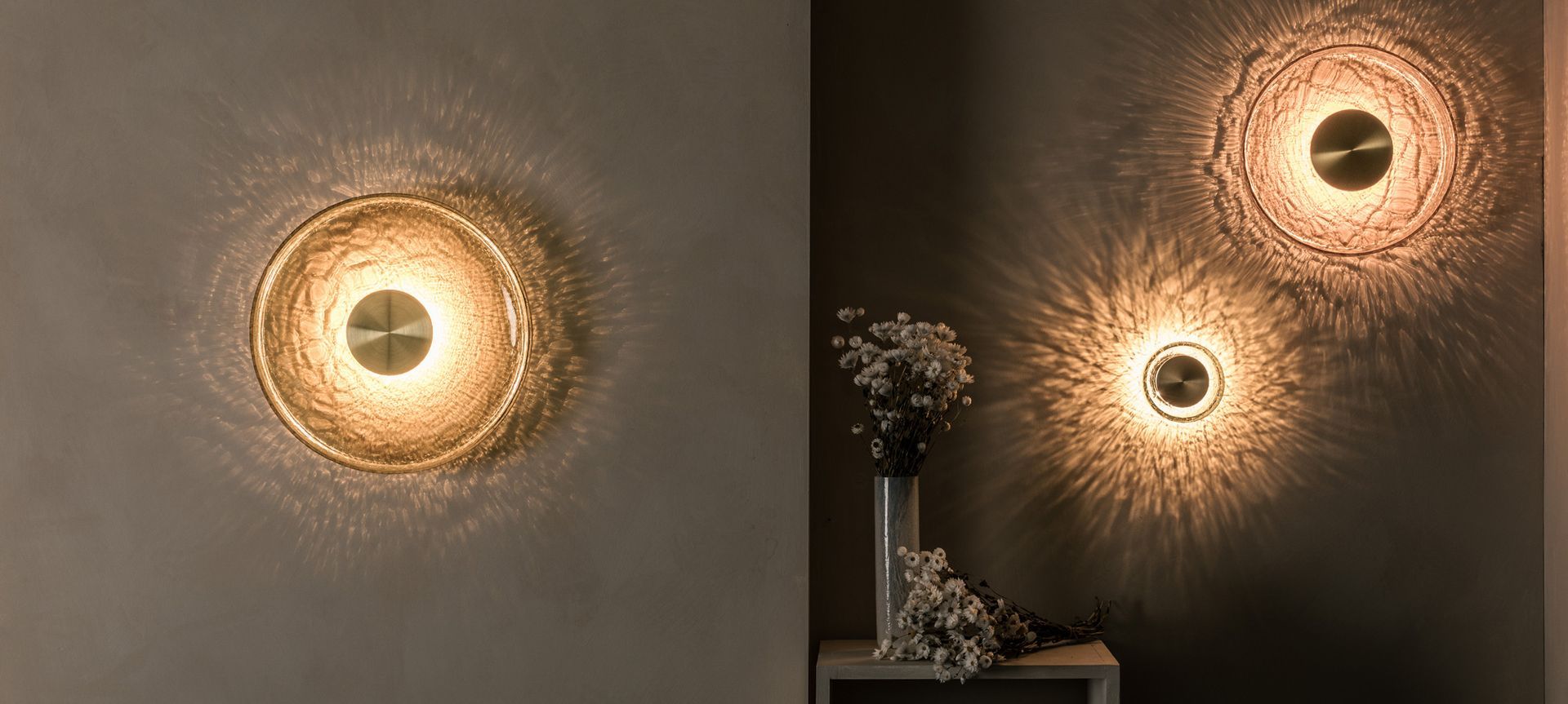 Shimmering shades of light from the sublime Greenway Crackle Wall Light by ADesignStudio.
