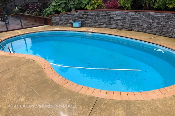 St Johns Pool - Before renovation an existing kidney shaped pool with a problematic/leaky vinyl liner.