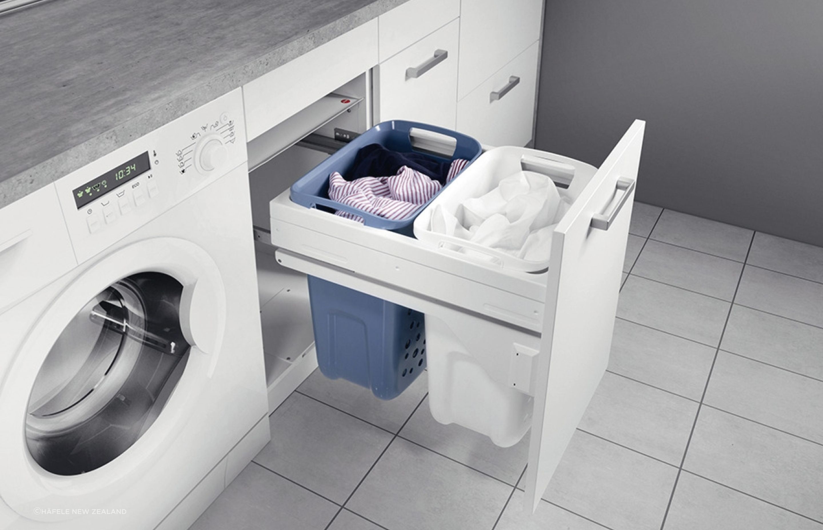 The Hailo Laundry Carrier is a great example of a pull-out laundry hamper with some great features including soft-close runners for smooth operation.