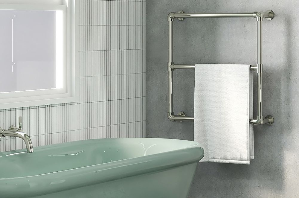 The elegant Hawthorn Hill Wall Mounted Towel Warmer uses an efficient and replaceable 100W thermostatic heating element.