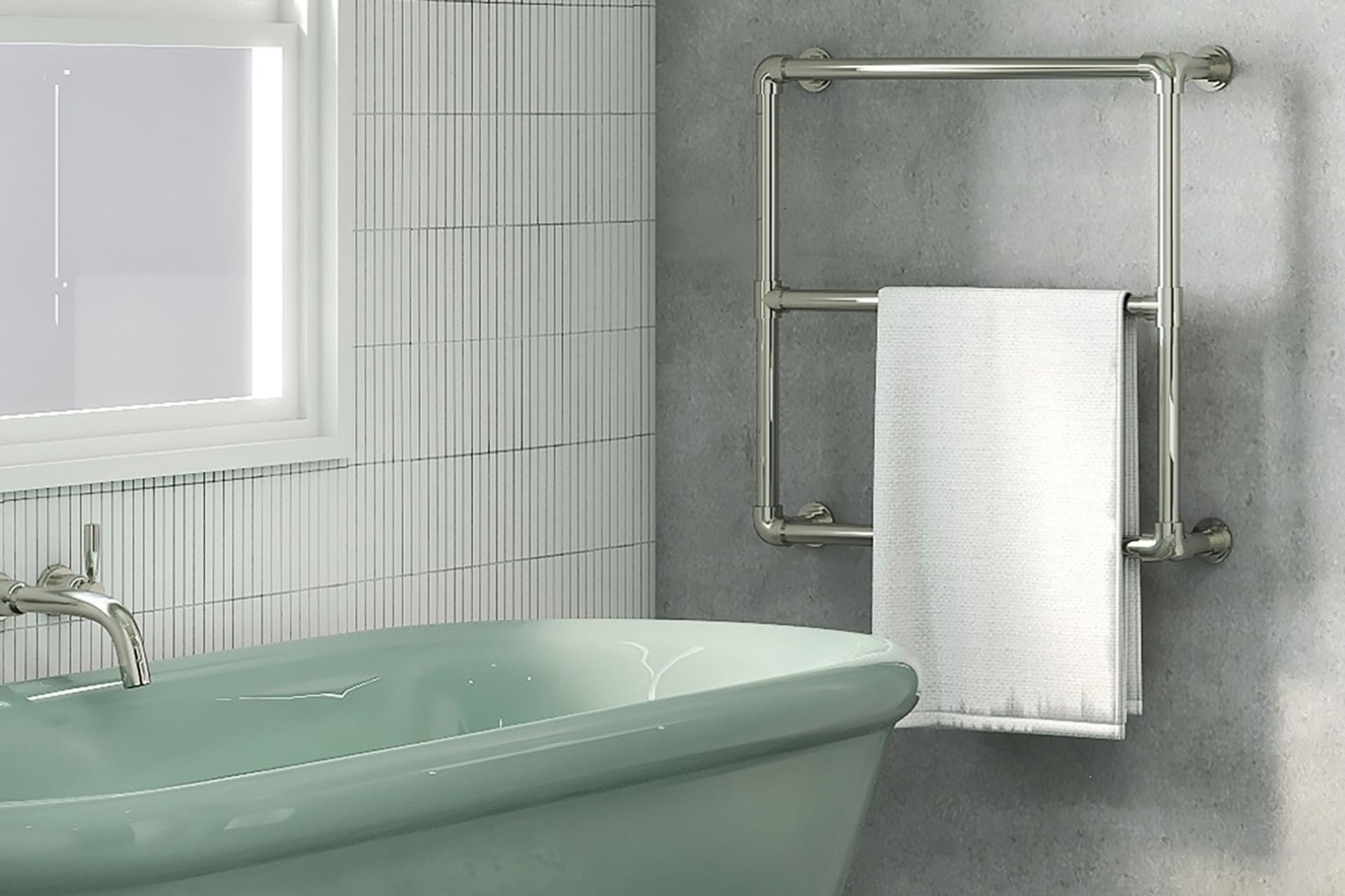 The elegant Hawthorn Hill Wall Mounted Towel Warmer uses an efficient and replaceable 100W thermostatic heating element.