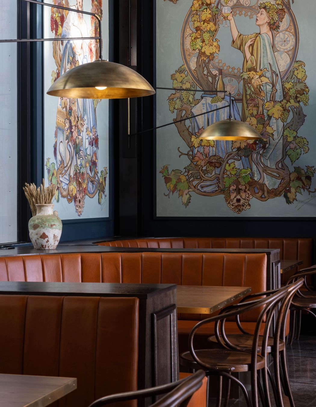 Brass complements the rest of the interior design.