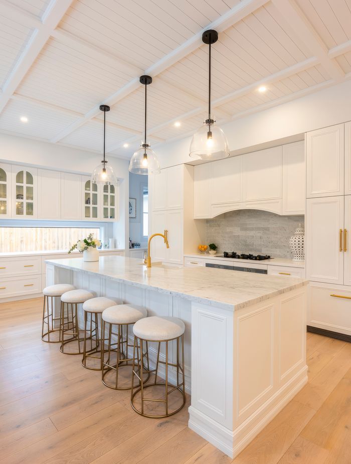 Intrim’s LB100 lining boards used as ceiling panelling in this Australian Hamptons-inspired home.