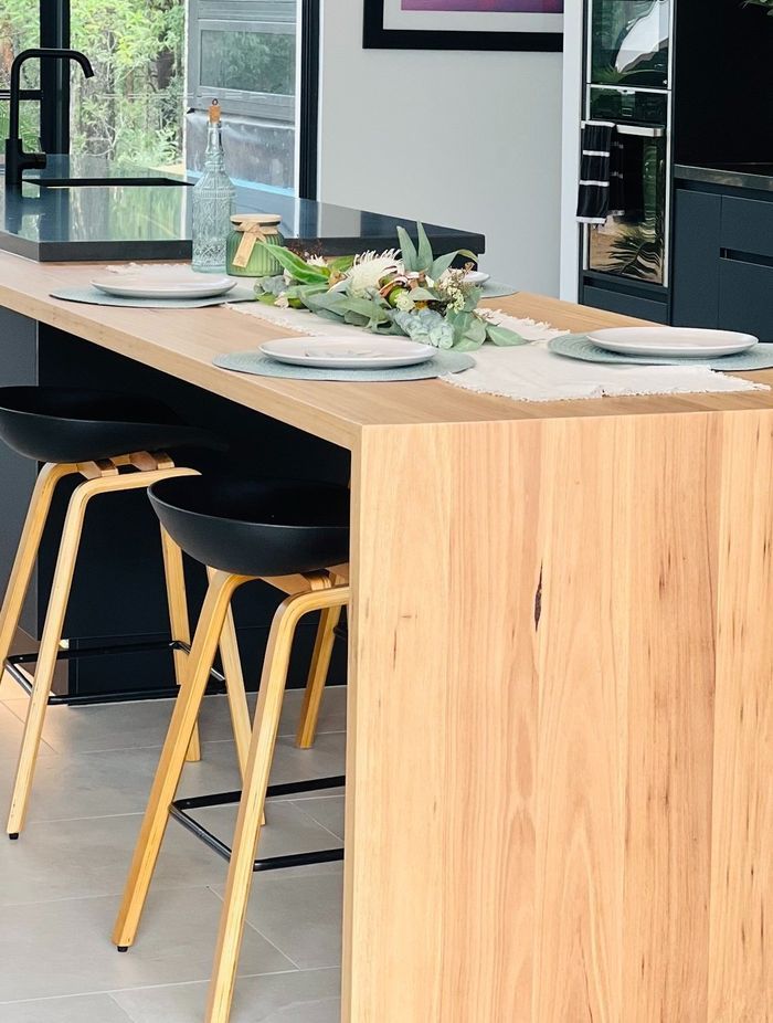 Stunning wooden benchtops like these Handcrafted Timber Benchtops by Revive Timber Designs bring instant warmth to a kitchen.