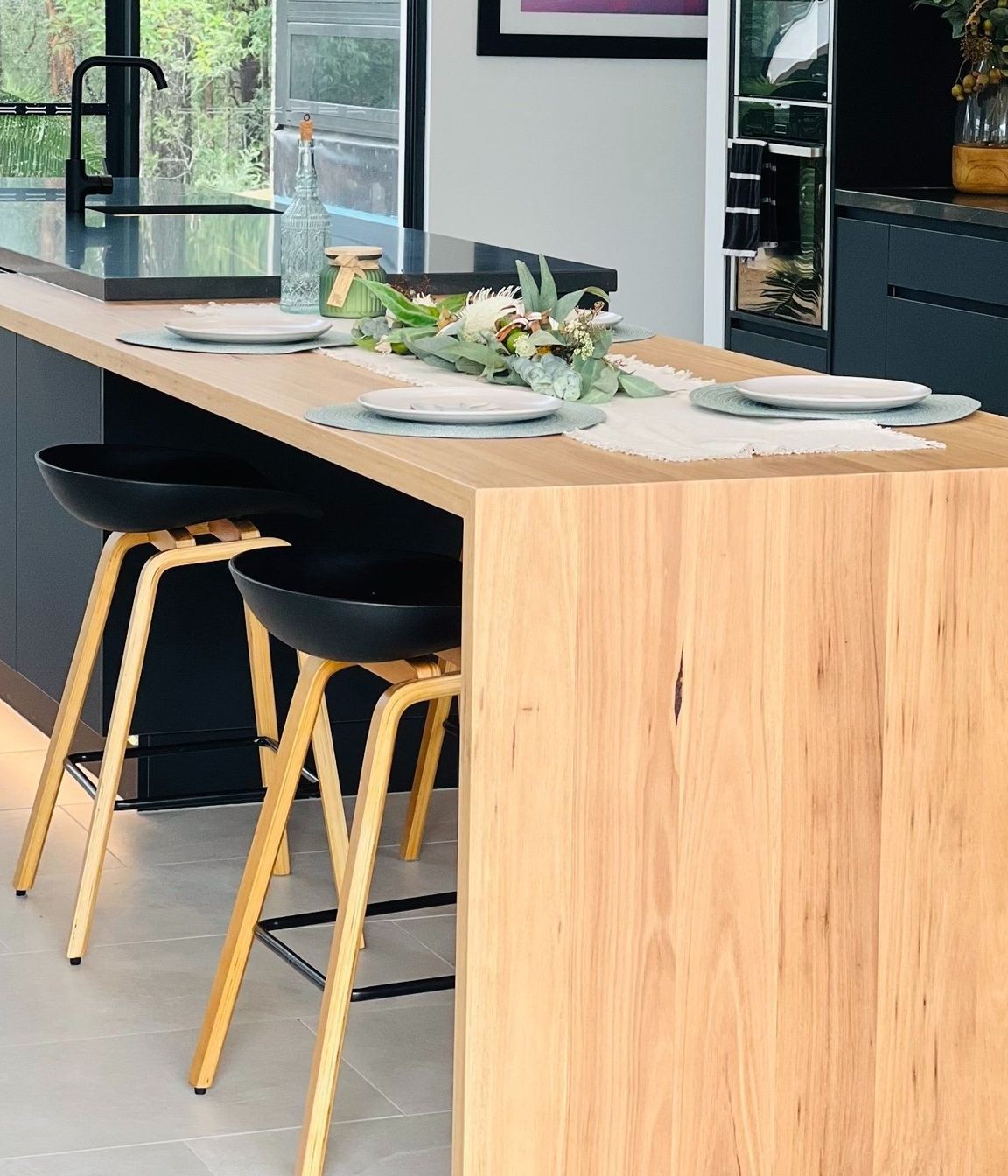 Stunning wooden benchtops like these Handcrafted Timber Benchtops by Revive Timber Designs bring instant warmth to a kitchen.
