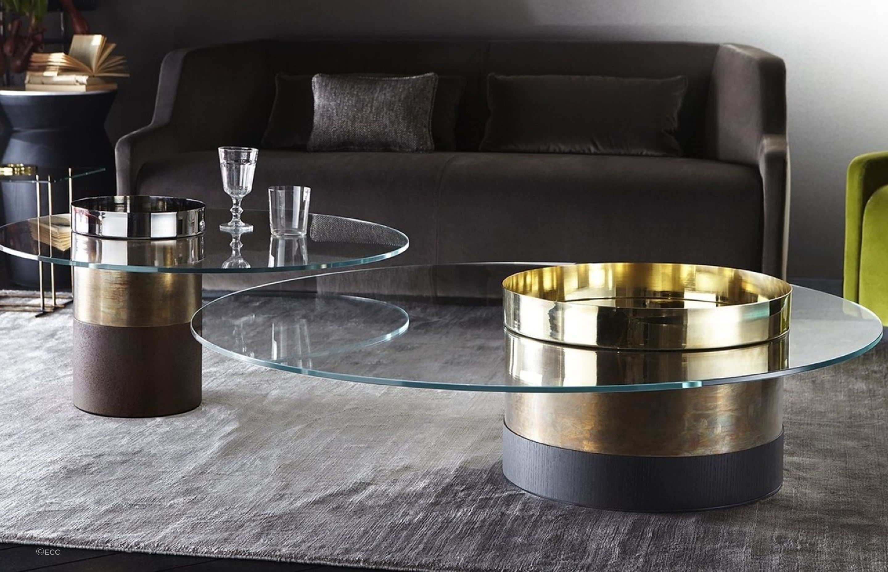 The sublime Haumea Coffee Table by Gallotti & Radice creates a striking contrast with the soft floor rug beneath it.